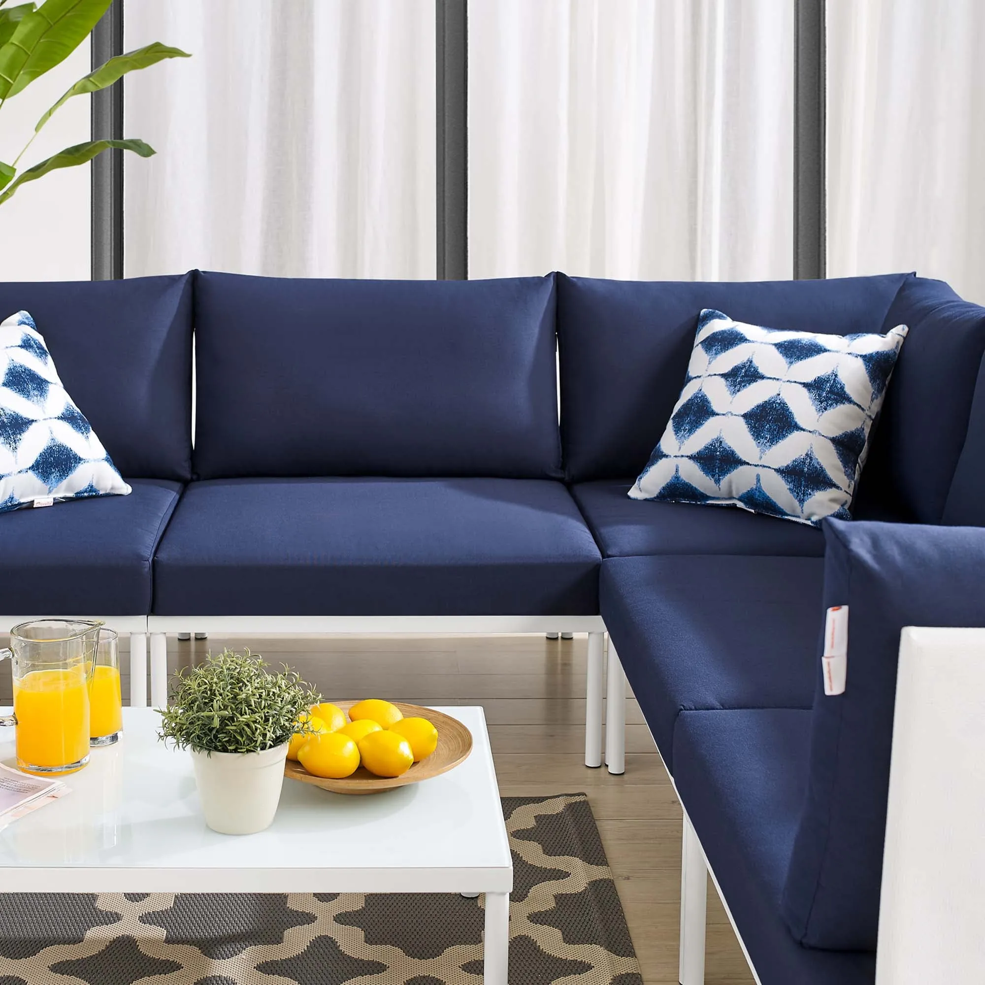 Harmony 6-Piece  Sunbrella® Outdoor Patio Aluminum Sectional Sofa Set by Modway