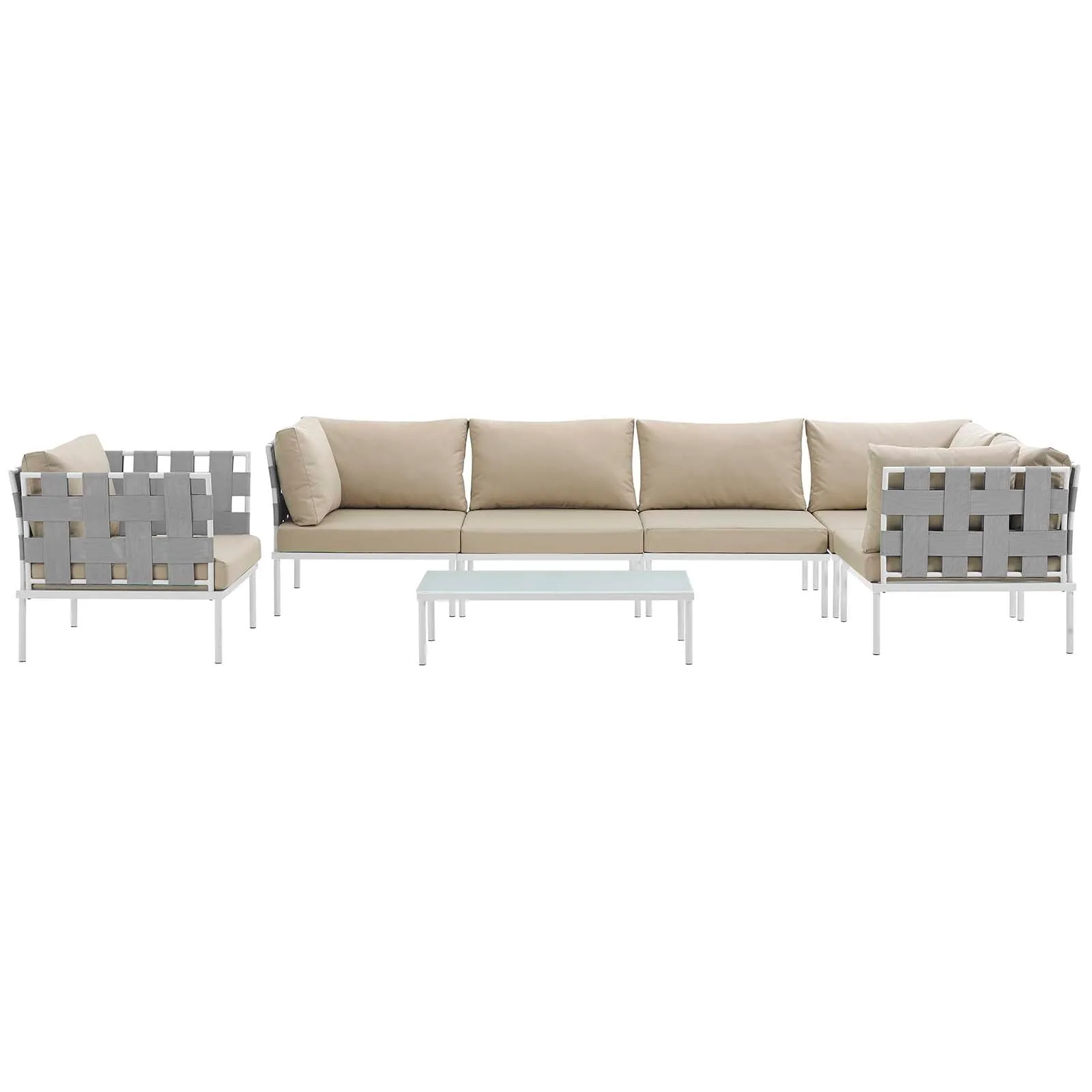 Harmony 7 Piece Outdoor Patio Aluminum Sectional Sofa Set by Modway