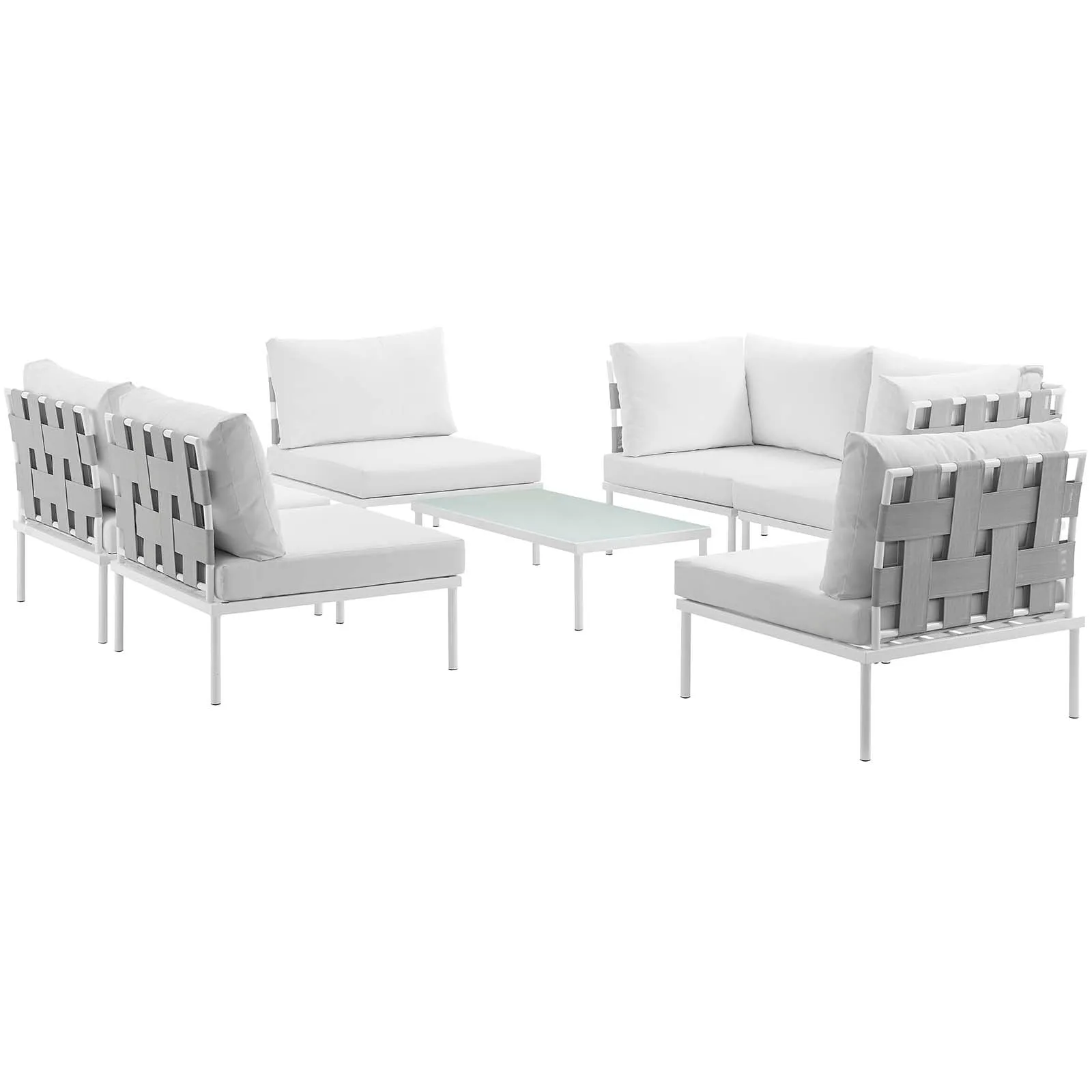 Harmony 7 Piece Outdoor Patio Aluminum Sectional Sofa Set by Modway