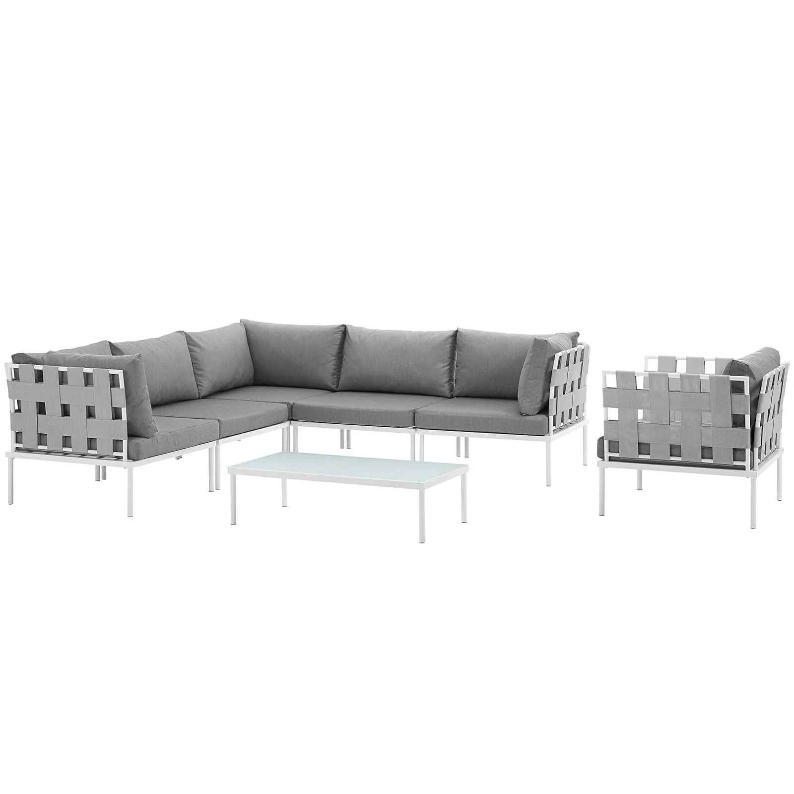 Harmony 7 Piece Outdoor Patio Aluminum Sectional Sofa Set by Modway