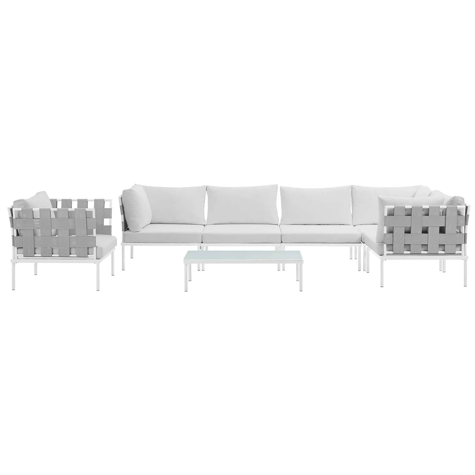 Harmony 7 Piece Outdoor Patio Aluminum Sectional Sofa Set by Modway