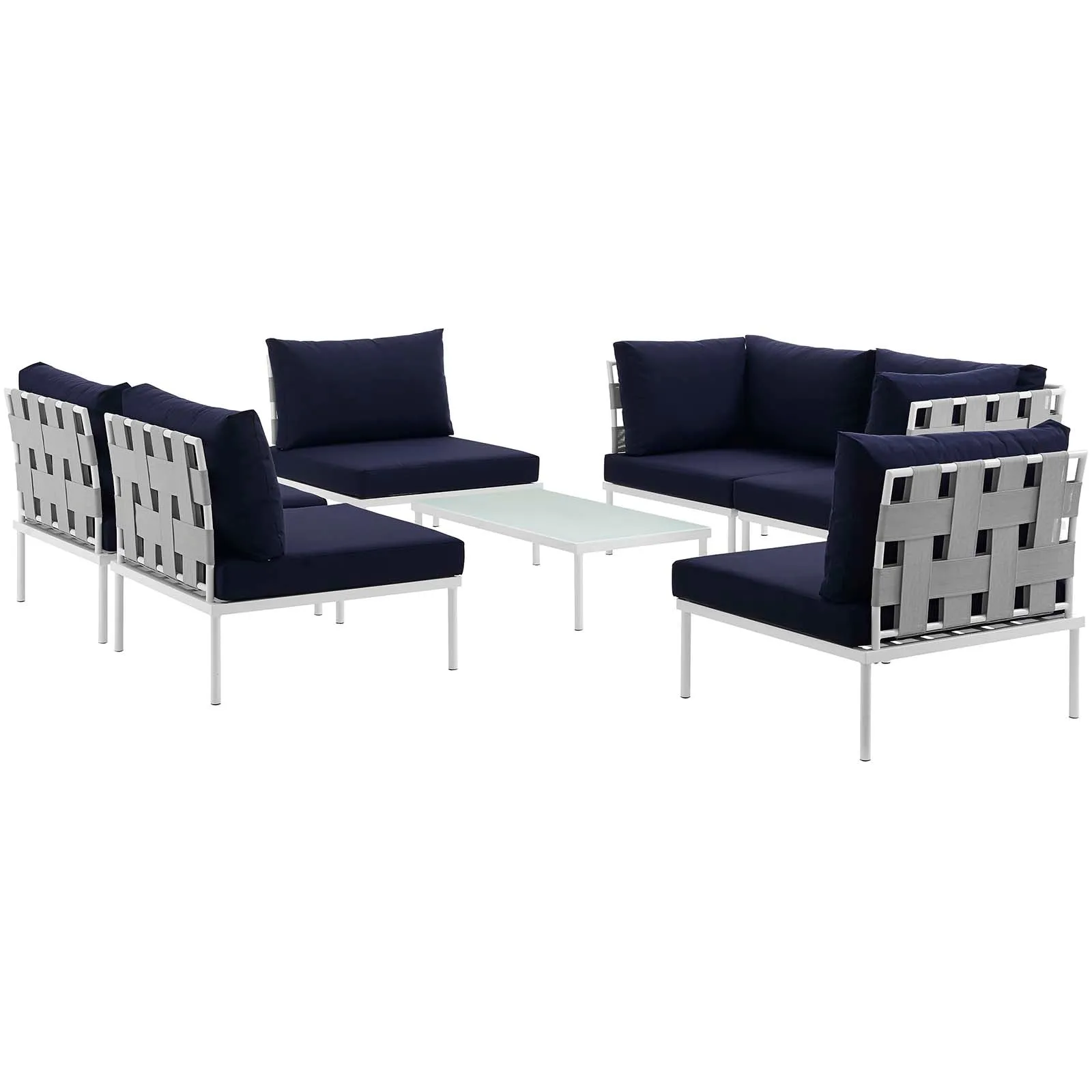 Harmony 7 Piece Outdoor Patio Aluminum Sectional Sofa Set by Modway