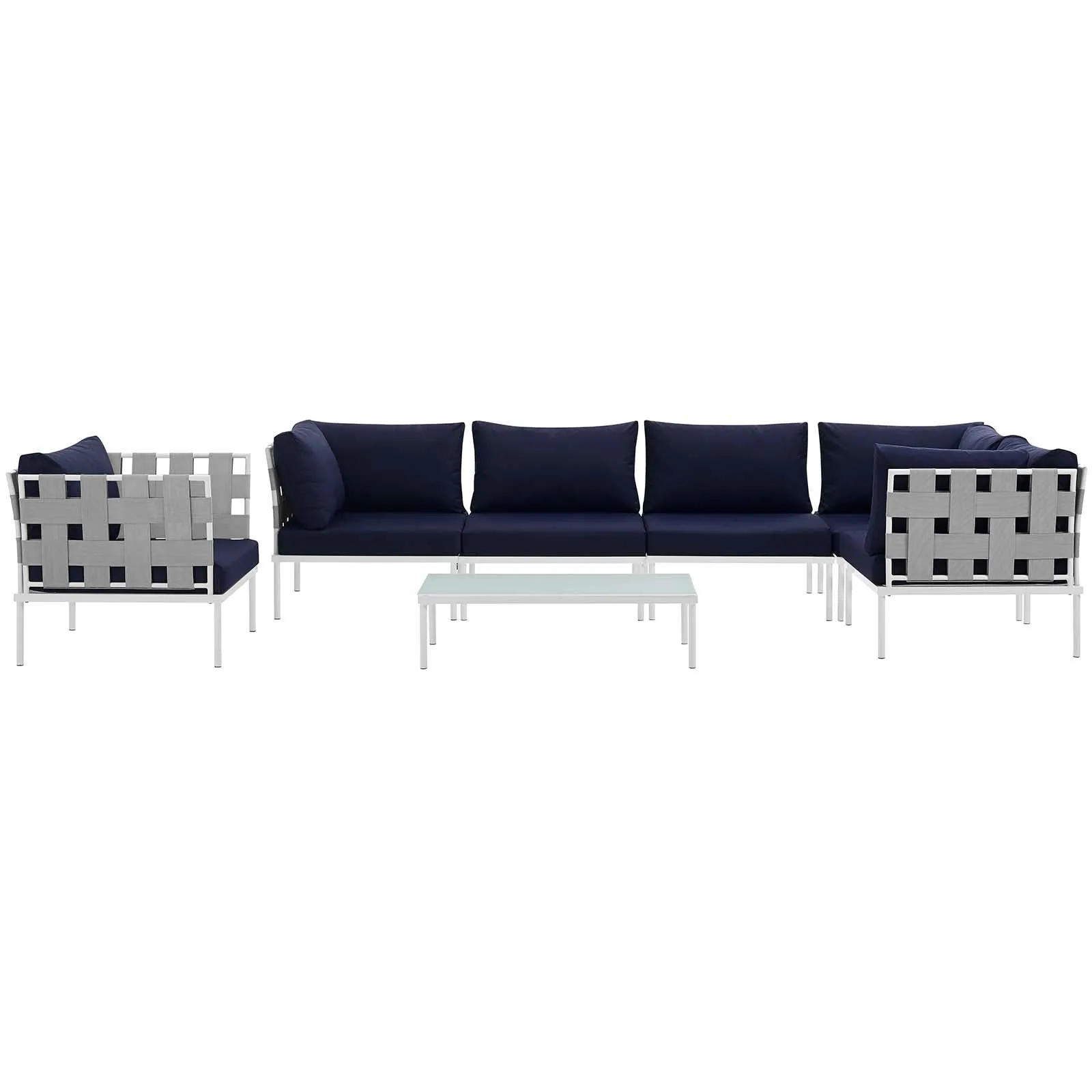 Harmony 7 Piece Outdoor Patio Aluminum Sectional Sofa Set by Modway