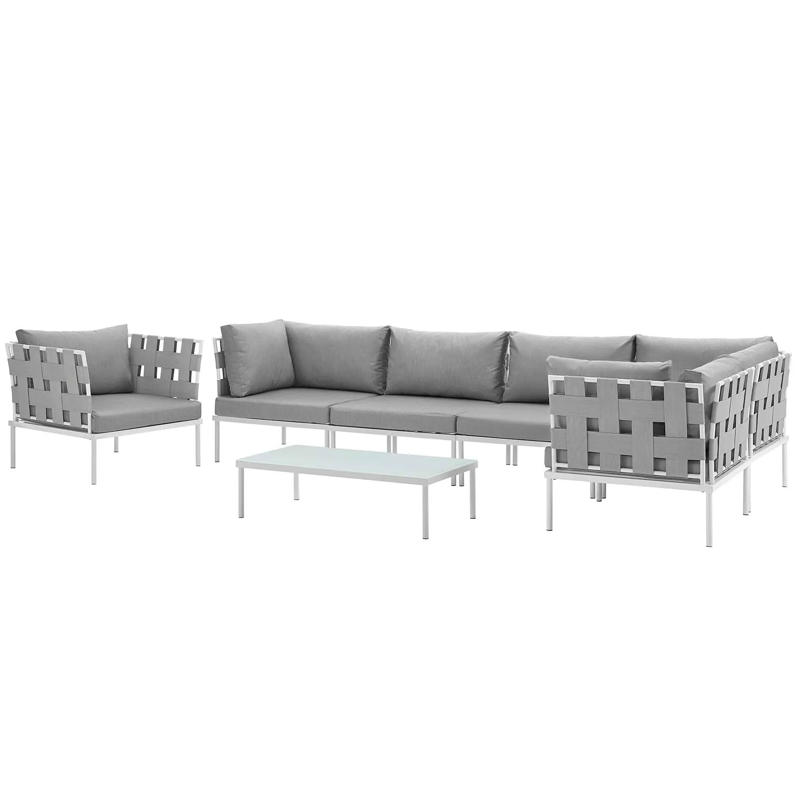 Harmony 7 Piece Outdoor Patio Aluminum Sectional Sofa Set by Modway