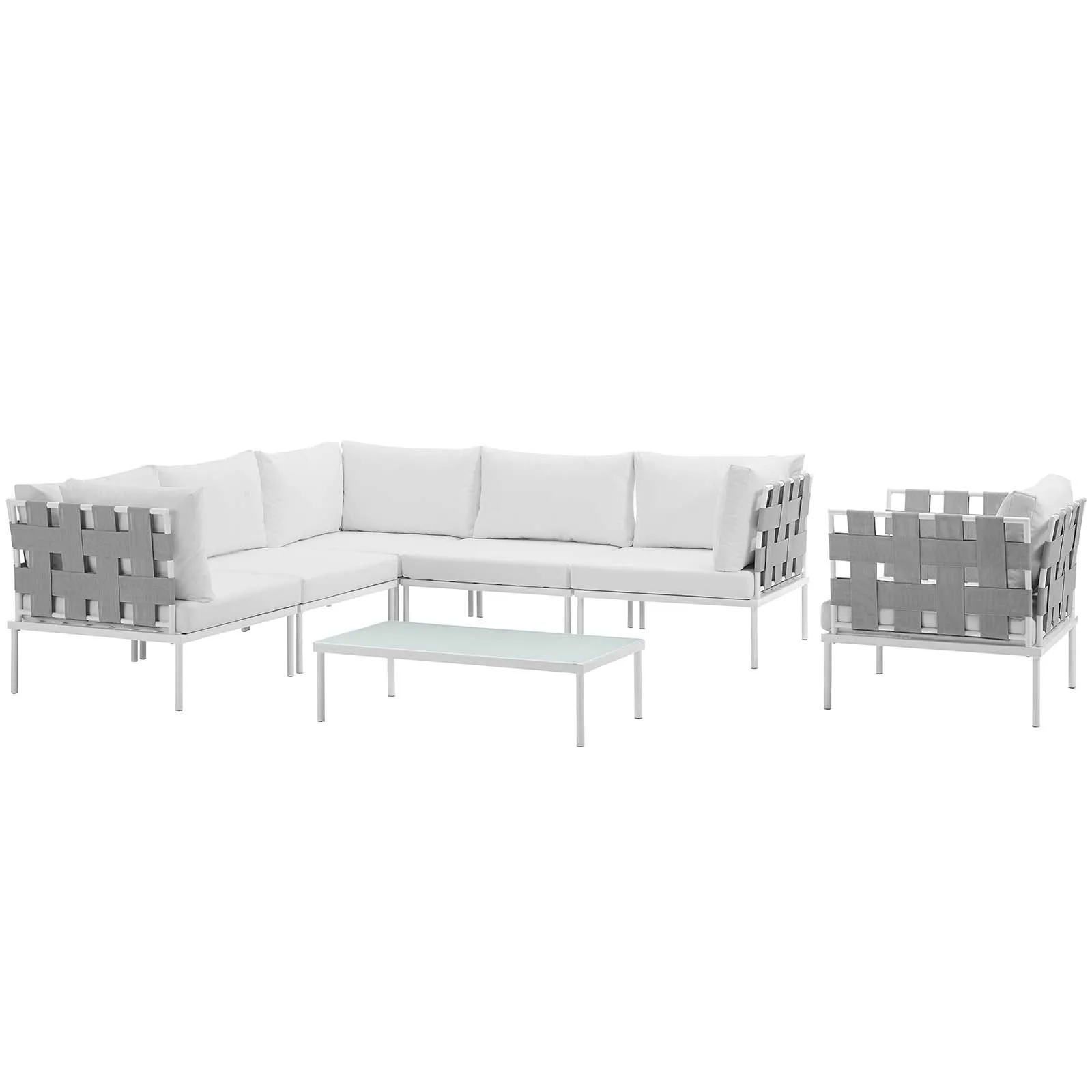 Harmony 7 Piece Outdoor Patio Aluminum Sectional Sofa Set by Modway