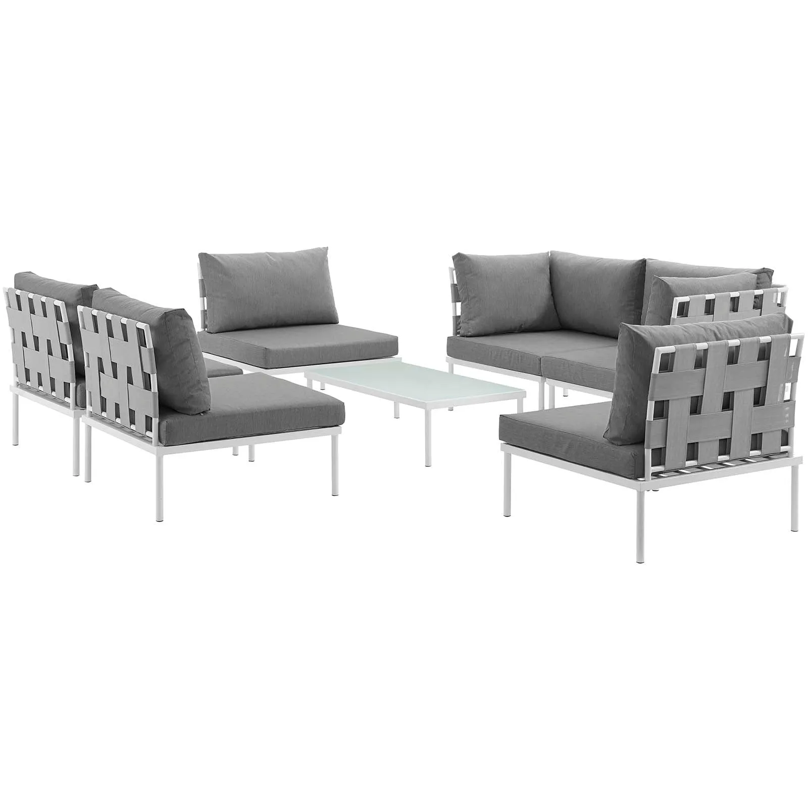 Harmony 7 Piece Outdoor Patio Aluminum Sectional Sofa Set by Modway