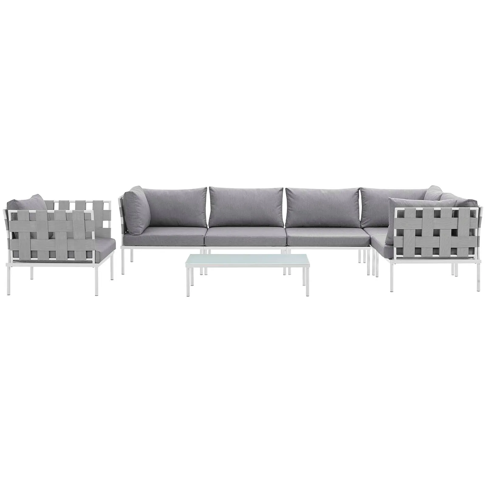 Harmony 7 Piece Outdoor Patio Aluminum Sectional Sofa Set by Modway