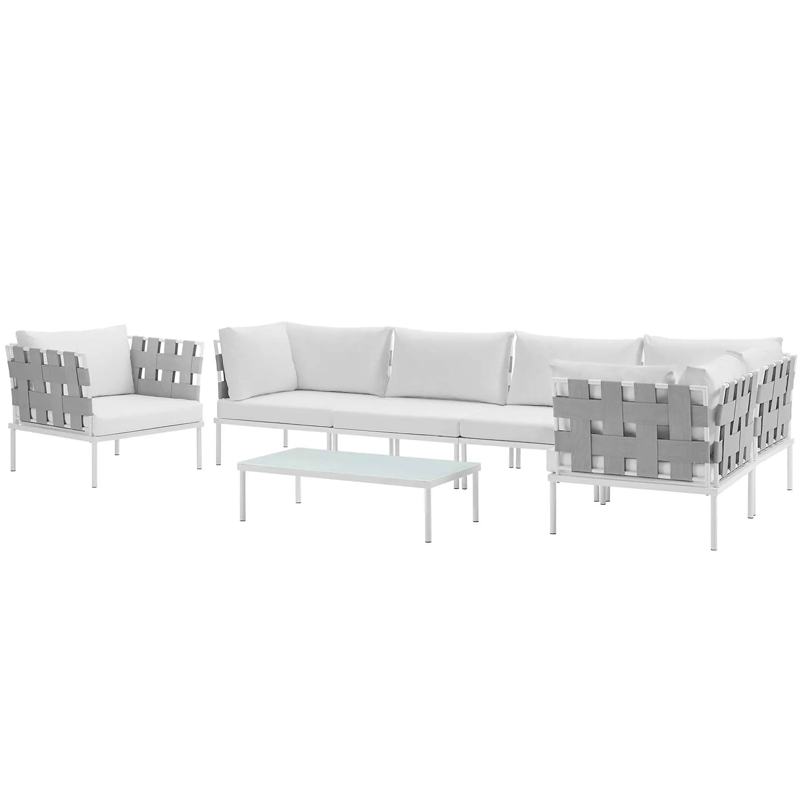 Harmony 7 Piece Outdoor Patio Aluminum Sectional Sofa Set by Modway
