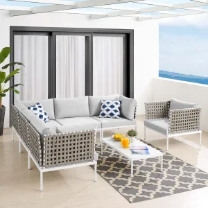 Harmony 7-Piece  Sunbrella® Basket Weave Outdoor Patio Aluminum Sectional Sofa Set by Modway