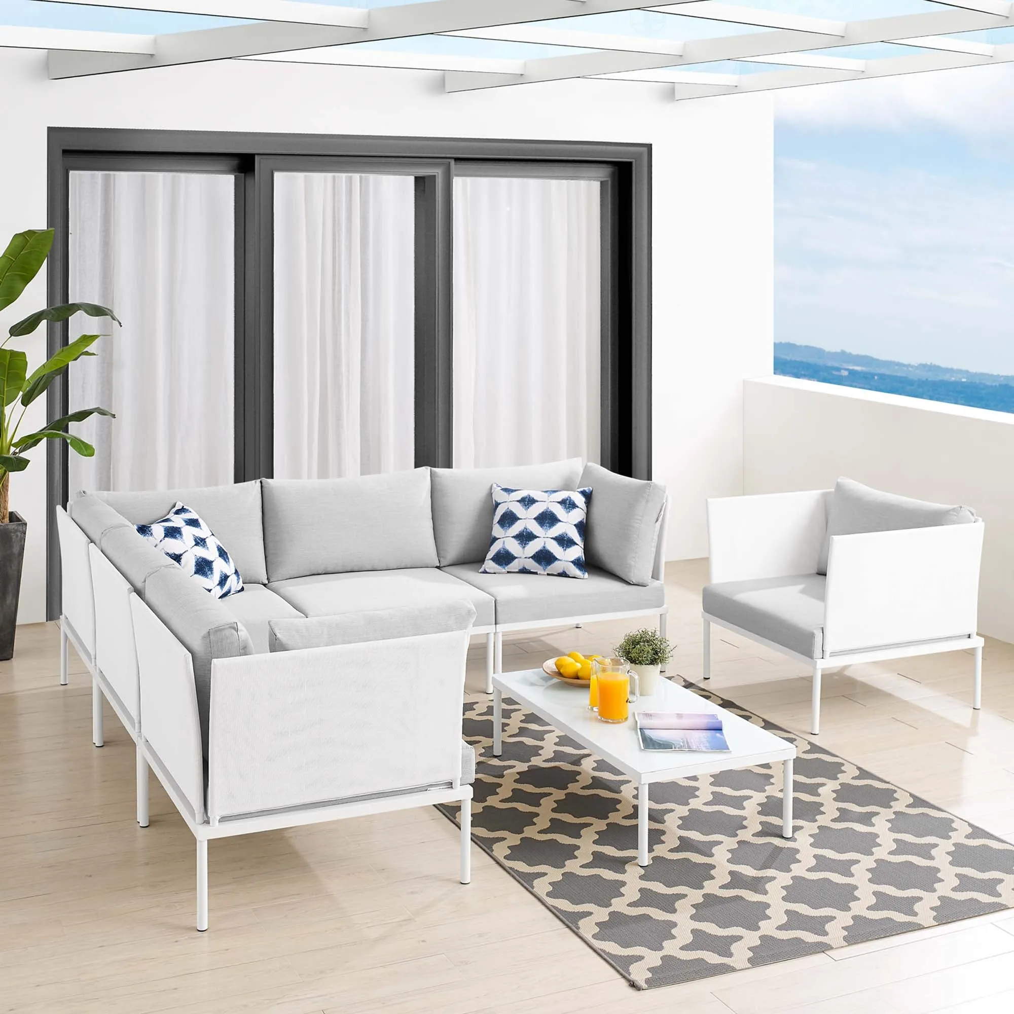 Harmony 7-Piece  Sunbrella® Outdoor Patio Aluminum Sectional Sofa Set by Modway