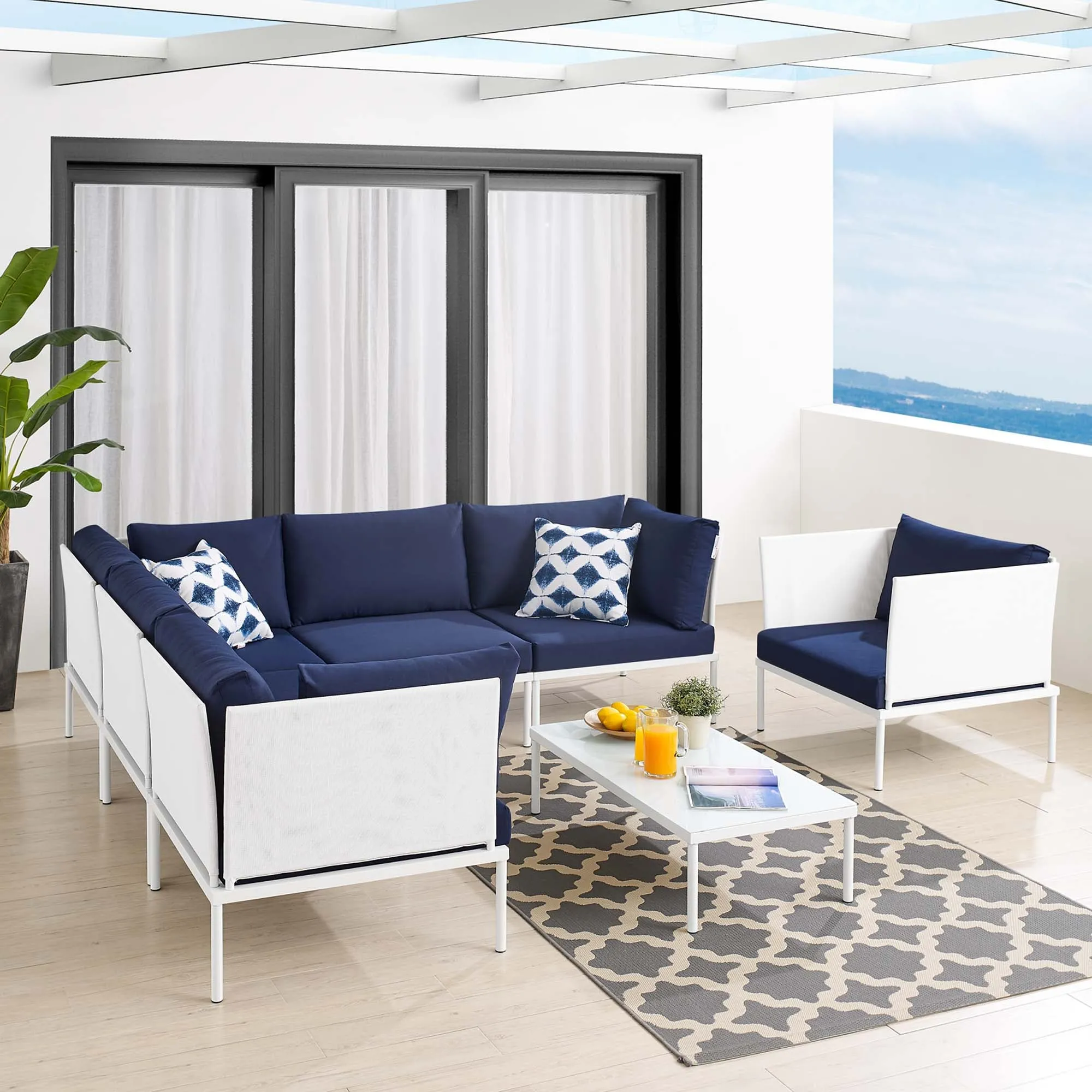 Harmony 7-Piece  Sunbrella® Outdoor Patio Aluminum Sectional Sofa Set by Modway