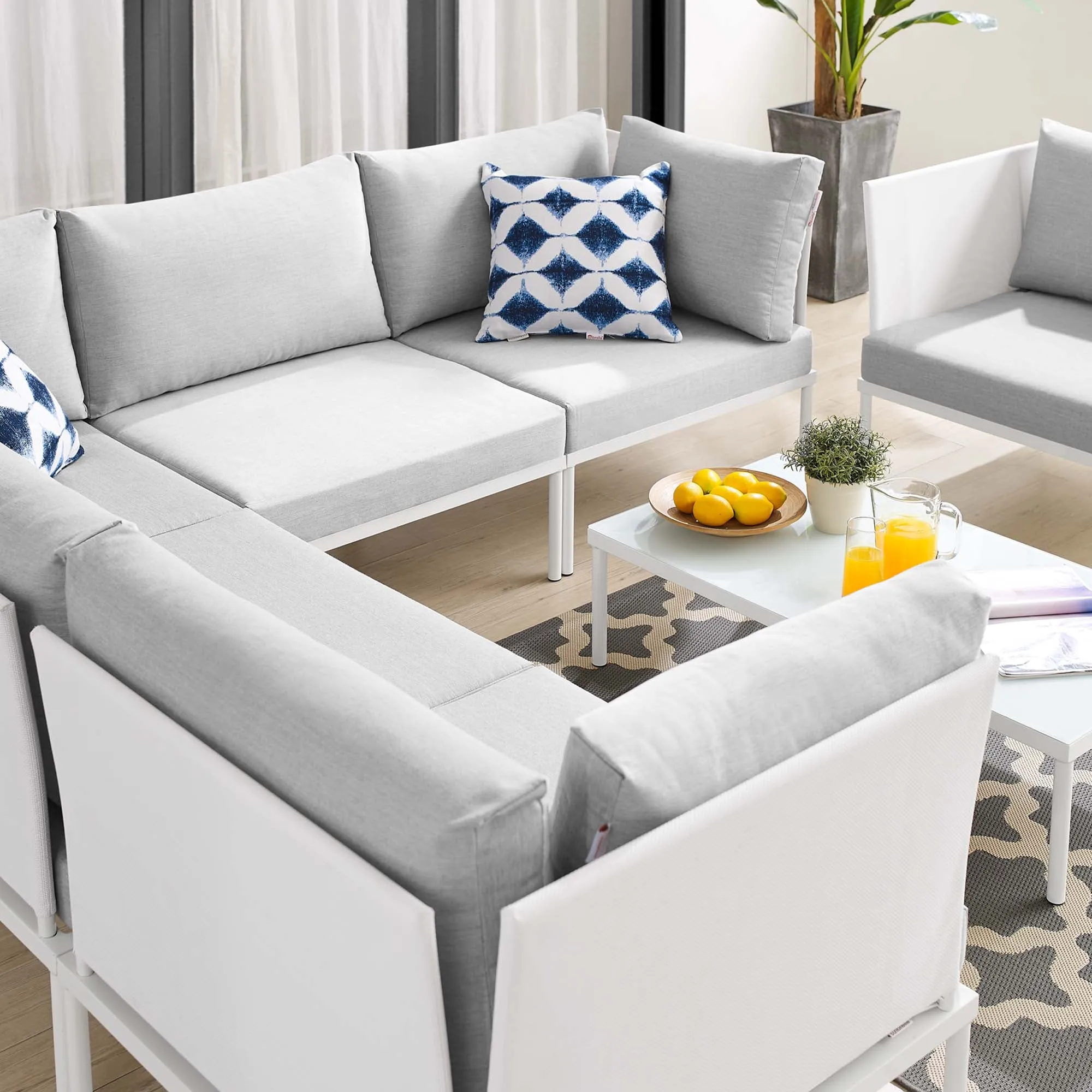 Harmony 7-Piece  Sunbrella® Outdoor Patio Aluminum Sectional Sofa Set by Modway