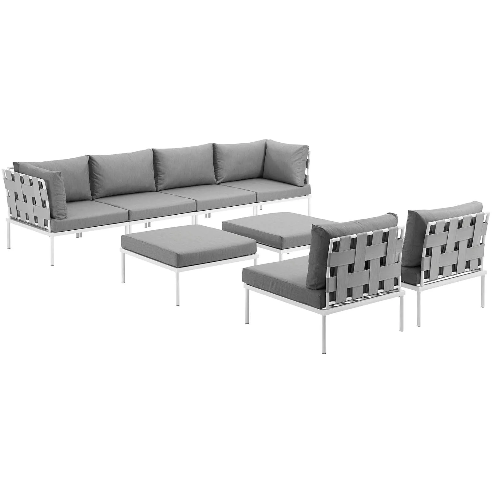 Harmony 8 Piece Outdoor Patio Aluminum Sectional Sofa Set by Modway
