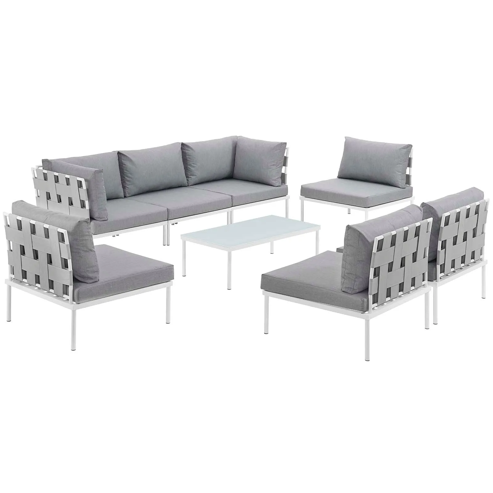 Harmony 8 Piece Outdoor Patio Aluminum Sectional Sofa Set by Modway