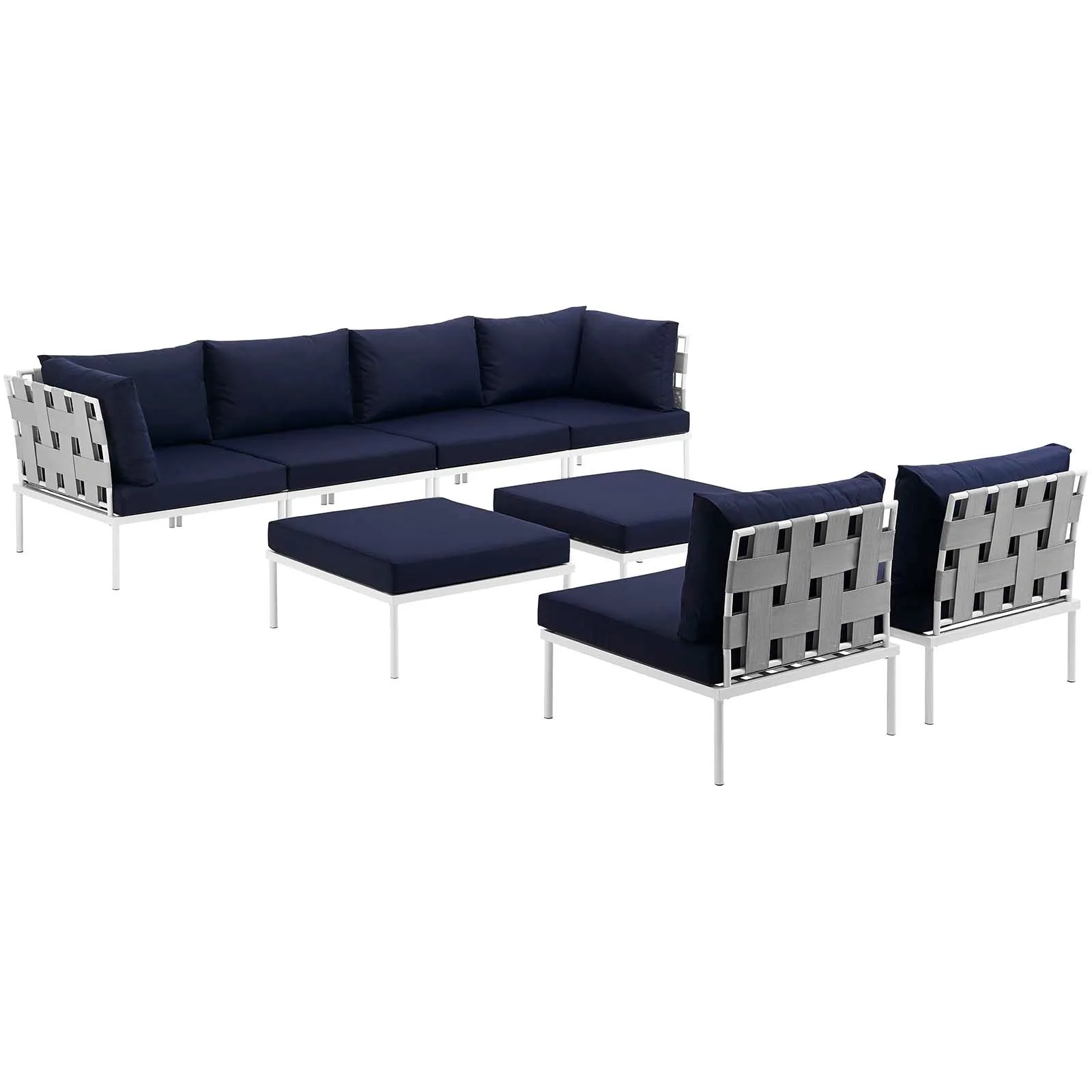 Harmony 8 Piece Outdoor Patio Aluminum Sectional Sofa Set by Modway
