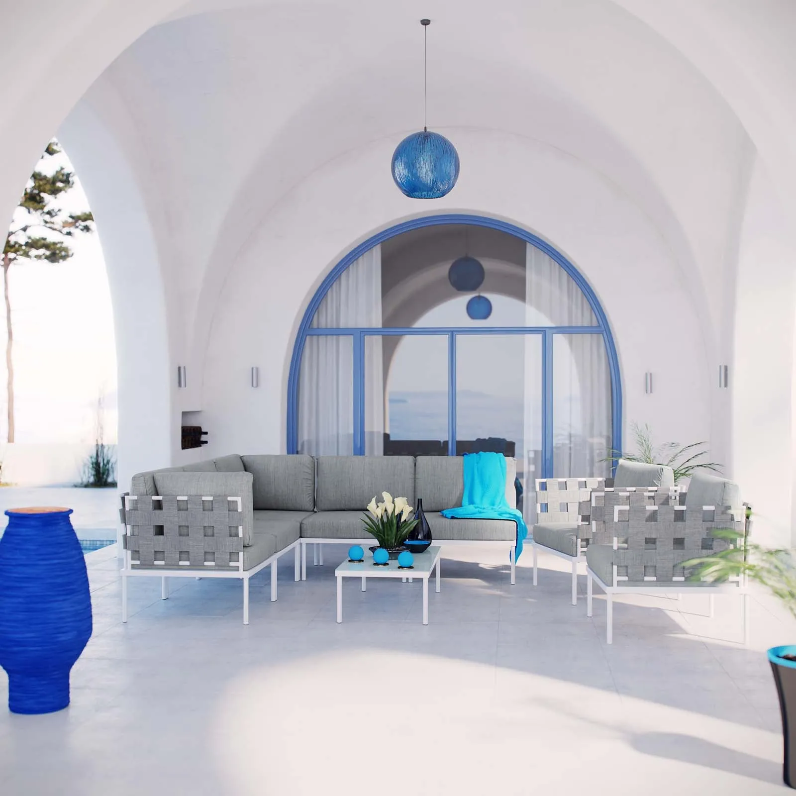 Harmony 8 Piece Outdoor Patio Aluminum Sectional Sofa Set by Modway