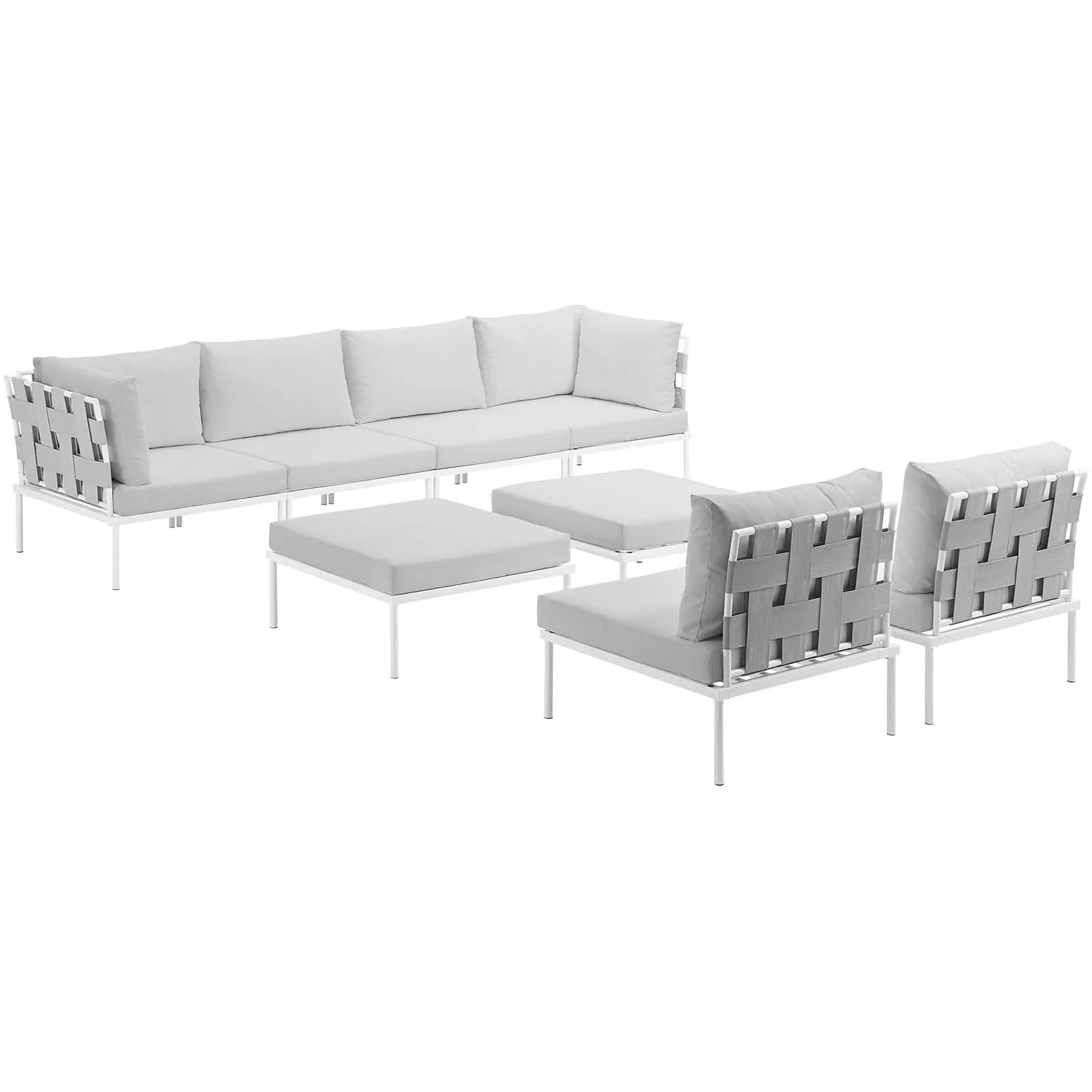 Harmony 8 Piece Outdoor Patio Aluminum Sectional Sofa Set by Modway