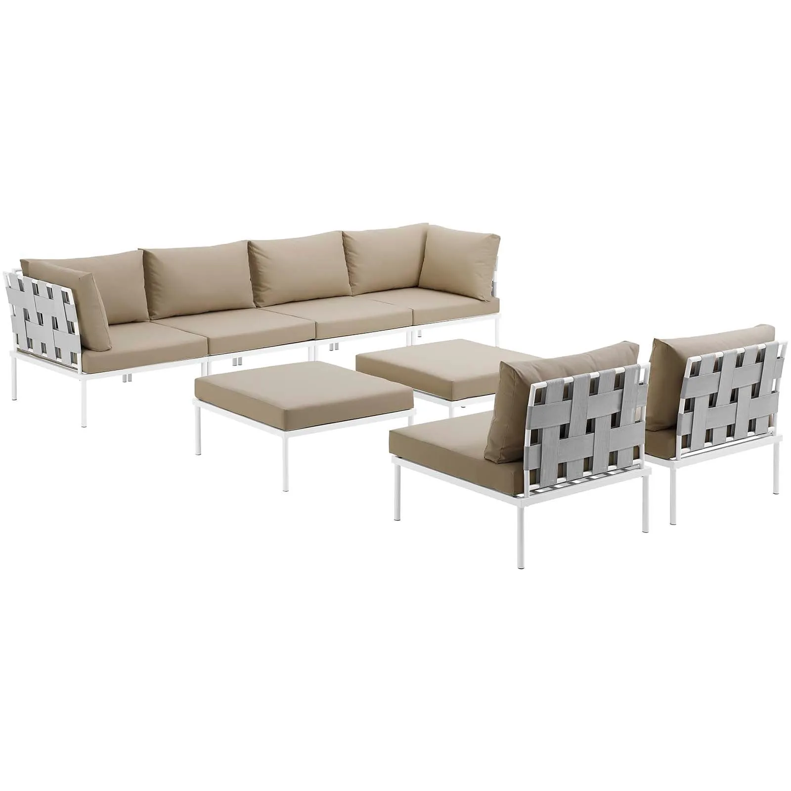 Harmony 8 Piece Outdoor Patio Aluminum Sectional Sofa Set by Modway