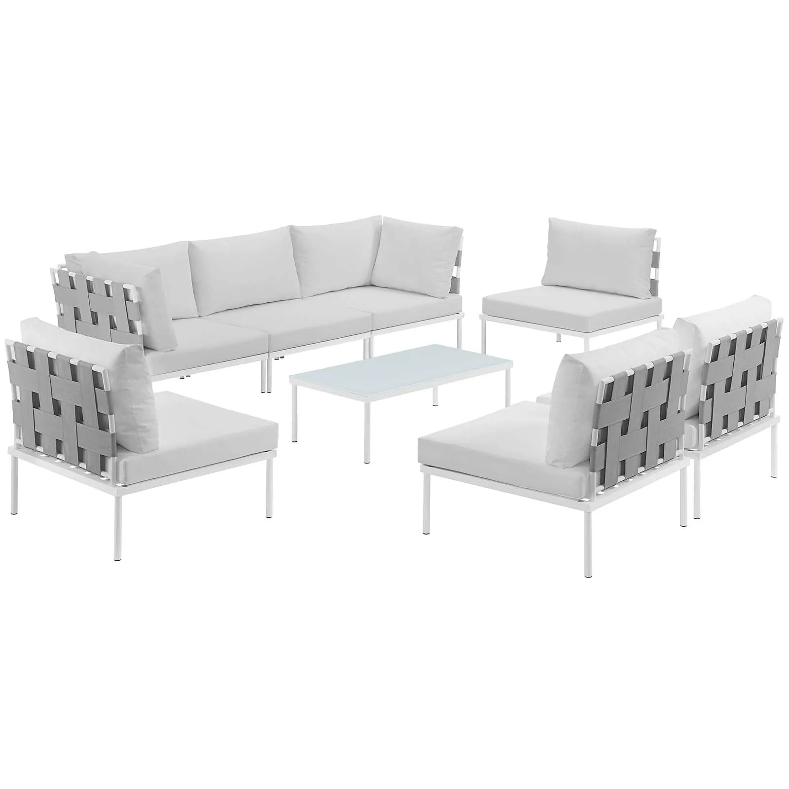 Harmony 8 Piece Outdoor Patio Aluminum Sectional Sofa Set by Modway