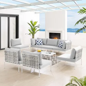 Harmony 8-Piece  Sunbrella® Basket Weave Outdoor Patio Aluminum Sectional Sofa Set by Modway