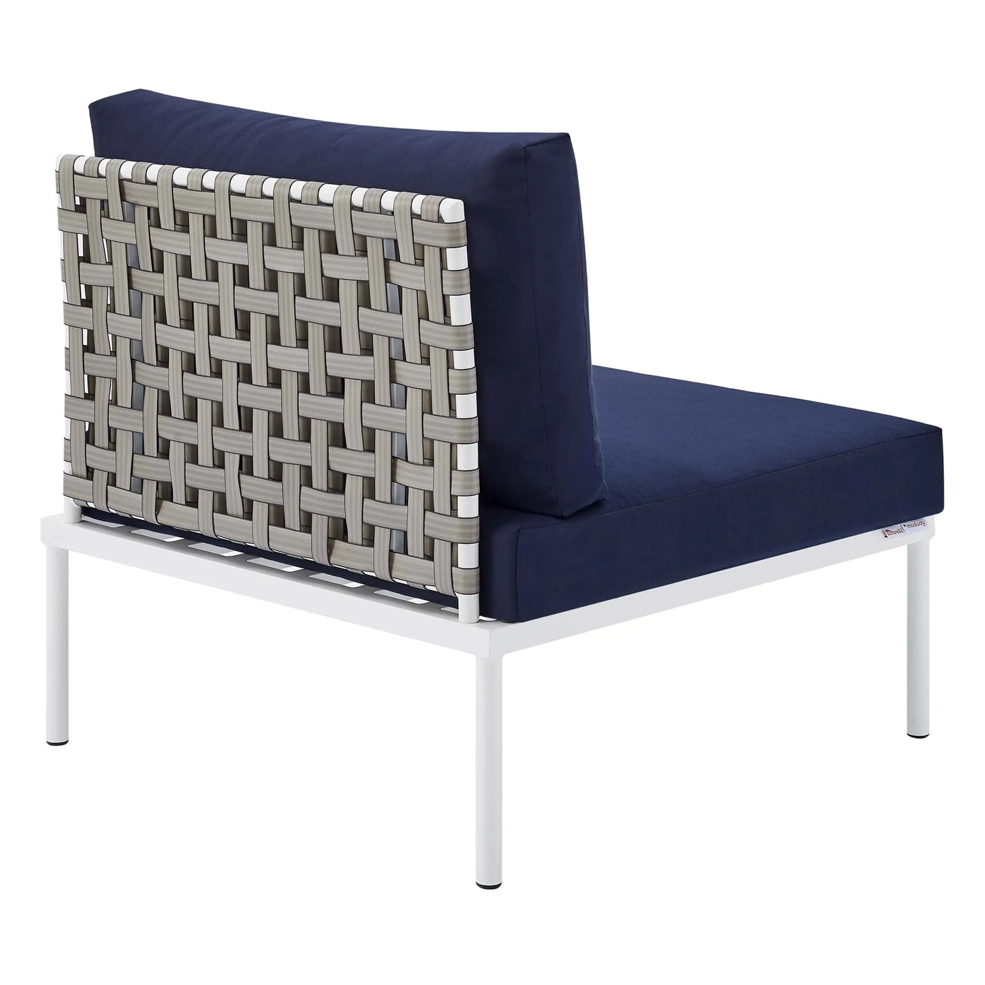 Harmony 8-Piece  Sunbrella® Basket Weave Outdoor Patio Aluminum Sectional Sofa Set by Modway