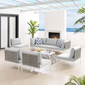Harmony 8-Piece  Sunbrella® Basket Weave Outdoor Patio Aluminum Sectional Sofa Set by Modway