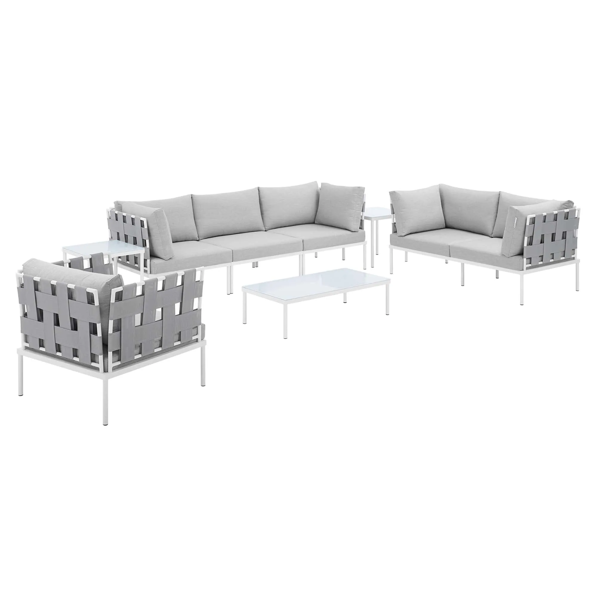 Harmony 8-Piece  Sunbrella® Outdoor Patio Aluminum Seating Set by Modway