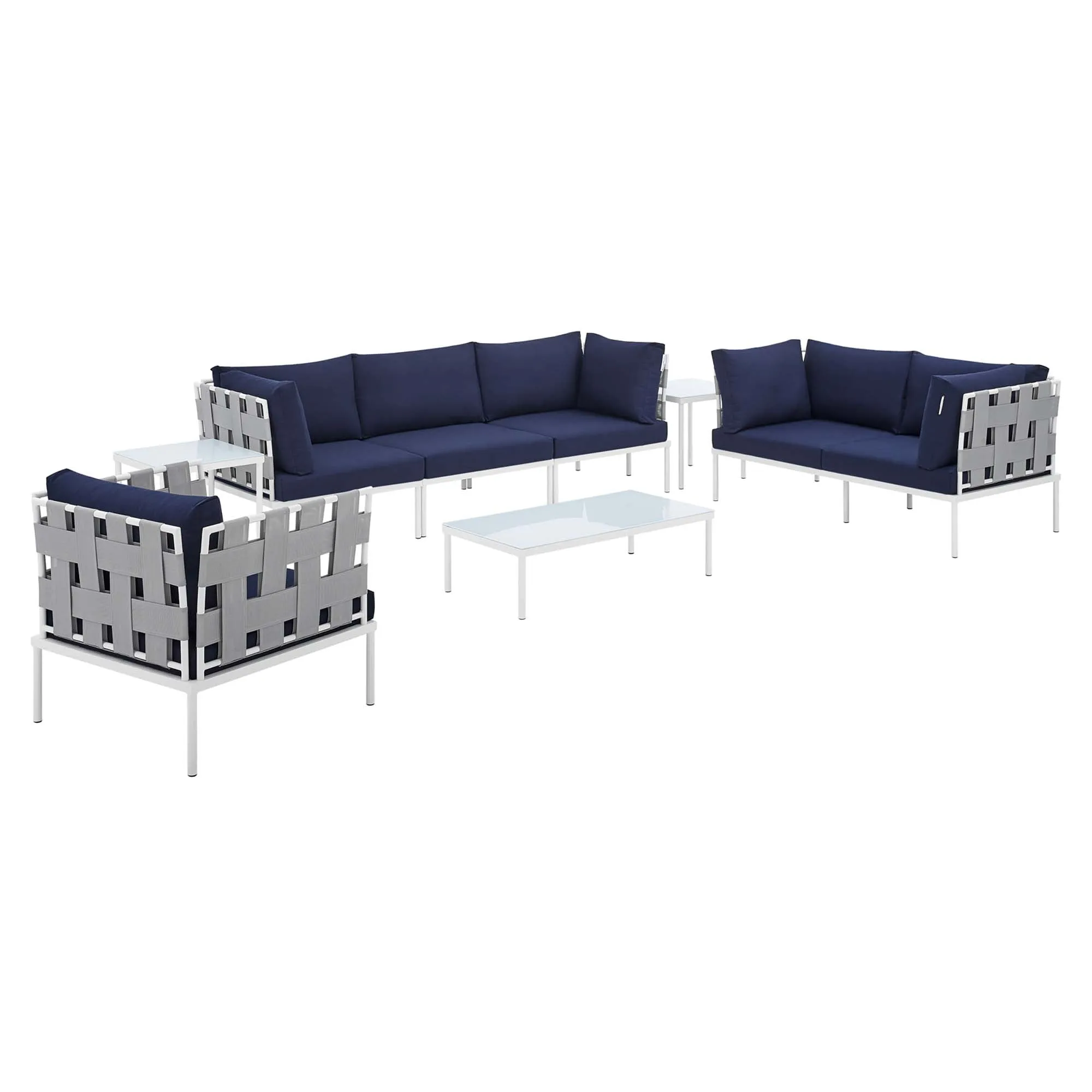 Harmony 8-Piece  Sunbrella® Outdoor Patio Aluminum Seating Set by Modway