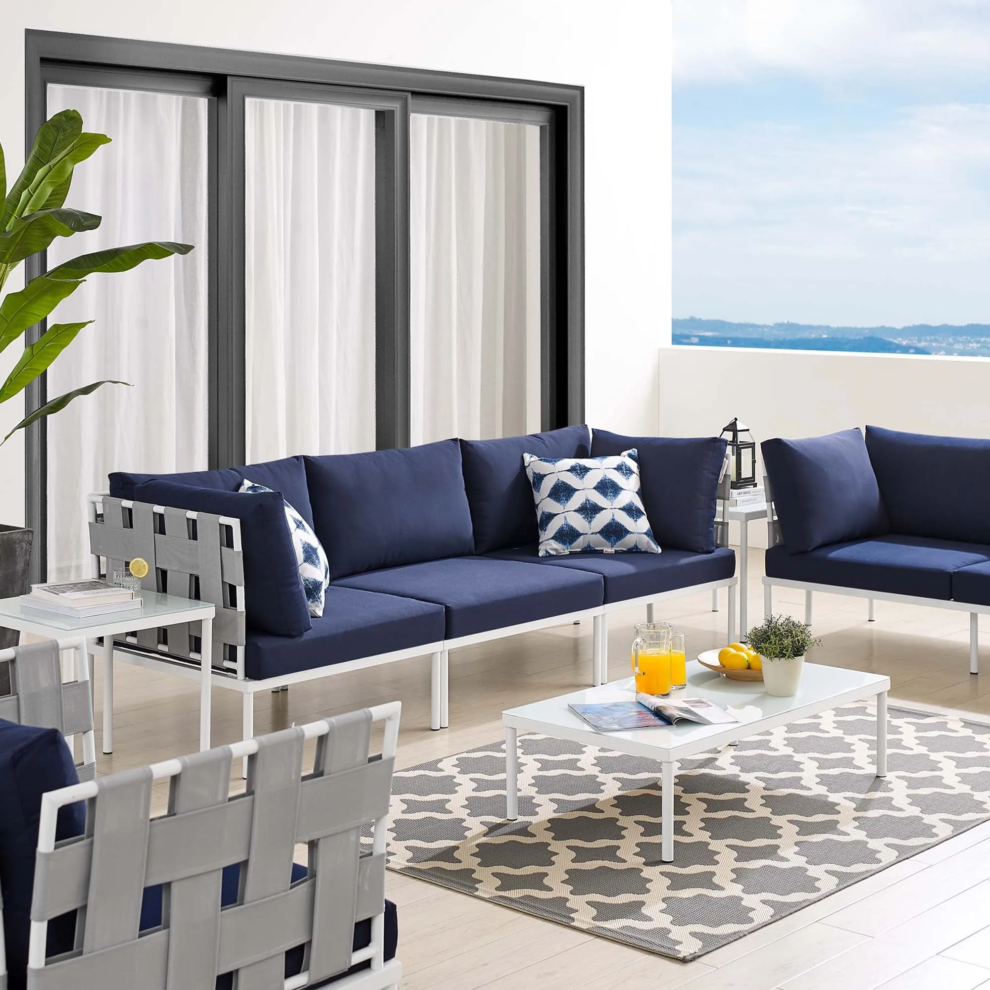 Harmony 8-Piece  Sunbrella® Outdoor Patio Aluminum Seating Set by Modway