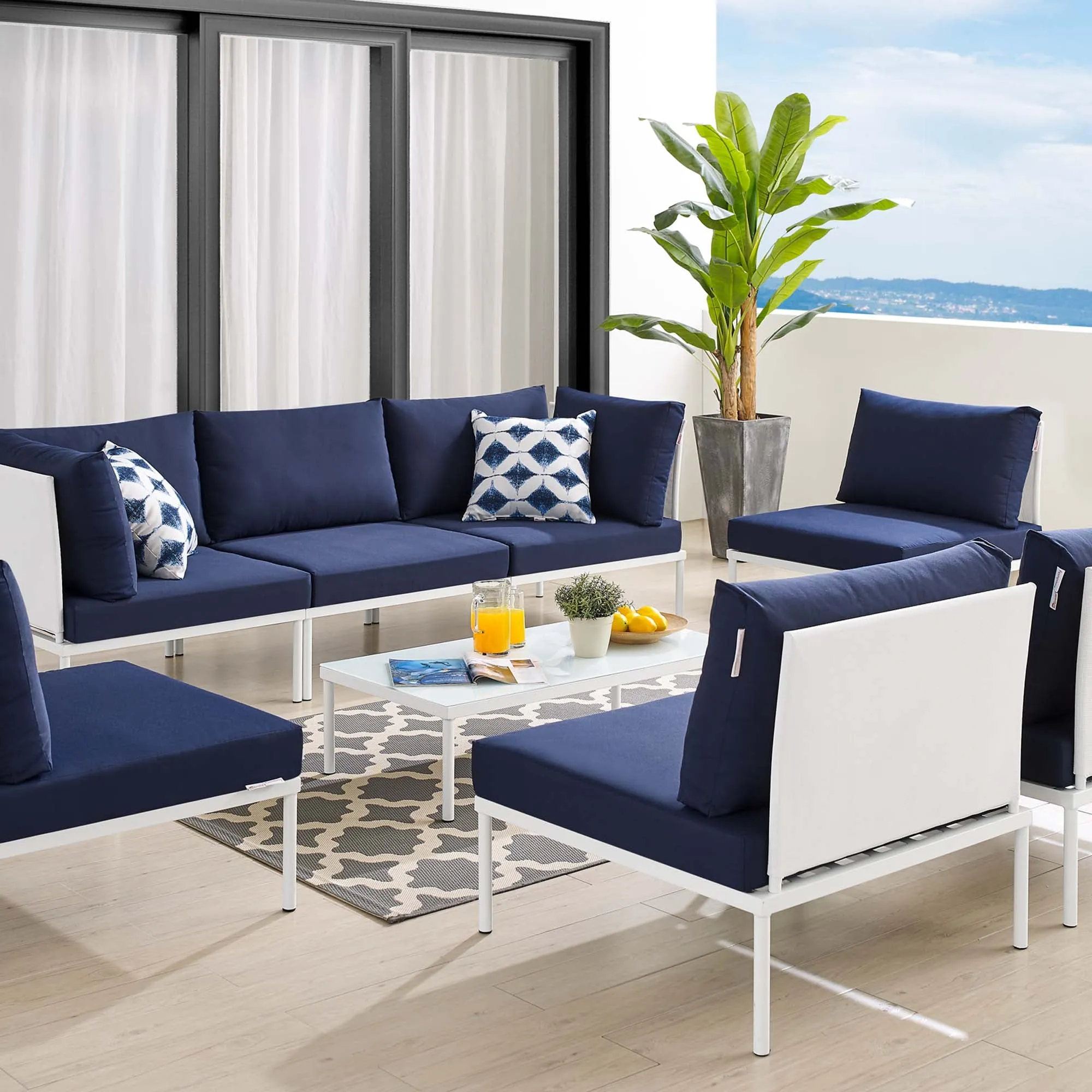 Harmony 8-Piece  Sunbrella® Outdoor Patio Aluminum Sectional Sofa Set by Modway