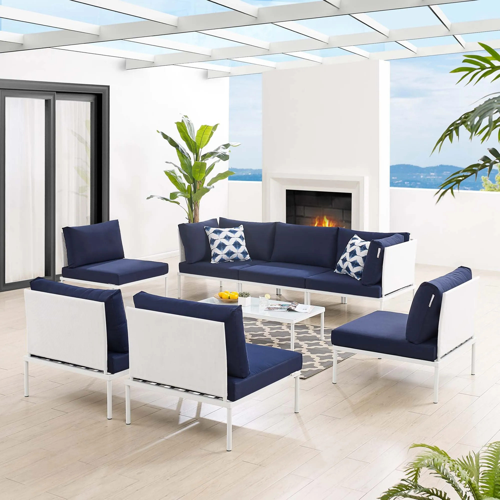 Harmony 8-Piece  Sunbrella® Outdoor Patio Aluminum Sectional Sofa Set by Modway