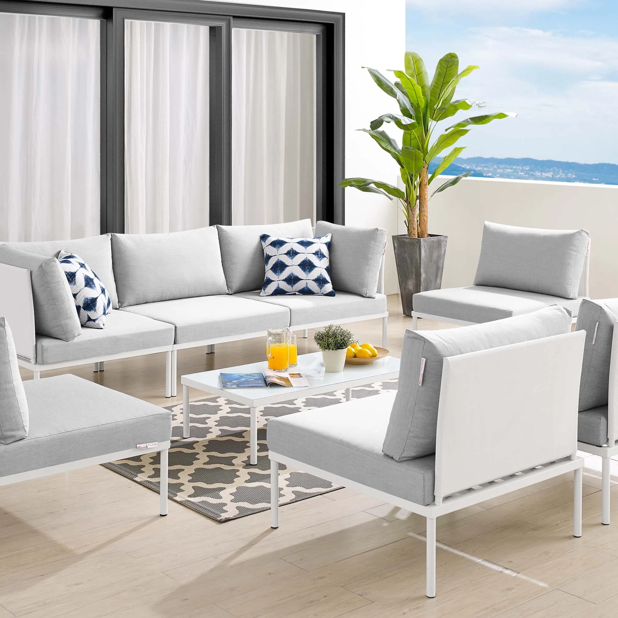Harmony 8-Piece  Sunbrella® Outdoor Patio Aluminum Sectional Sofa Set by Modway