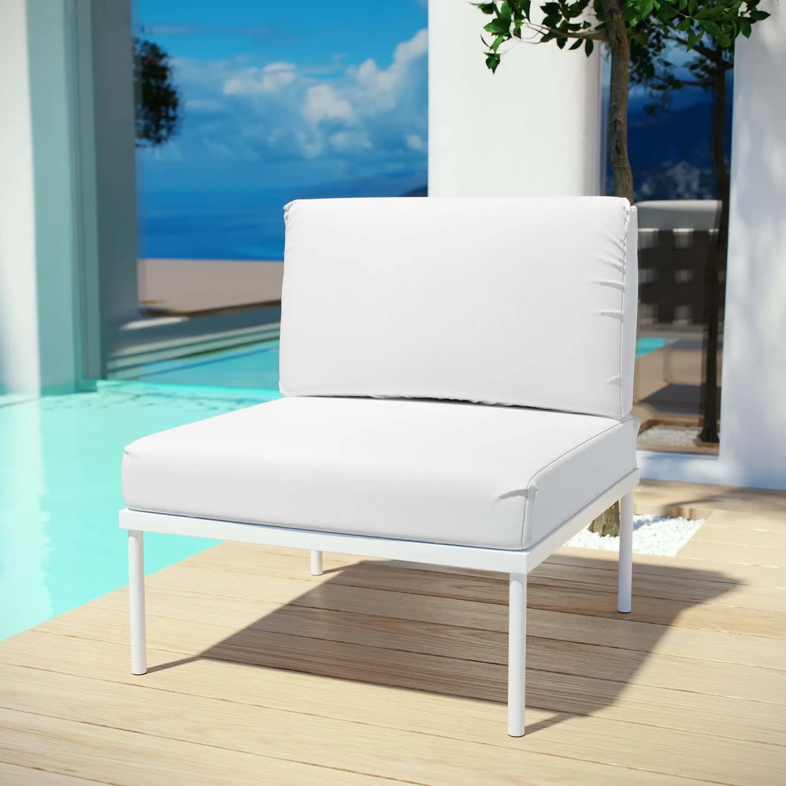 Harmony Armless Outdoor Patio Aluminum Chair by Modway
