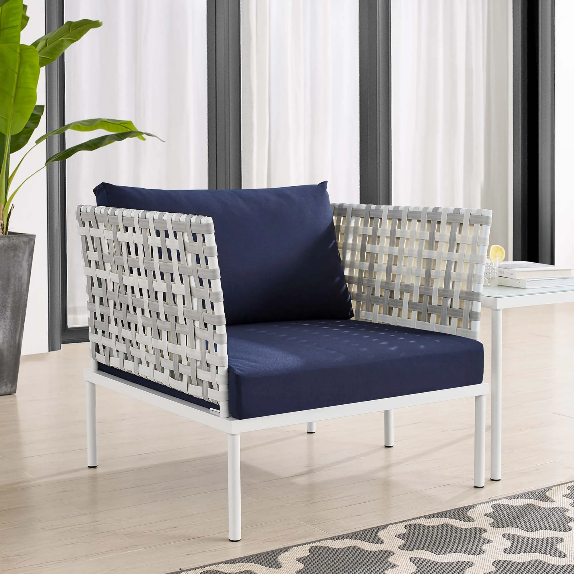 Harmony Sunbrella® Basket Weave Outdoor Patio Aluminum Armchair by Modway