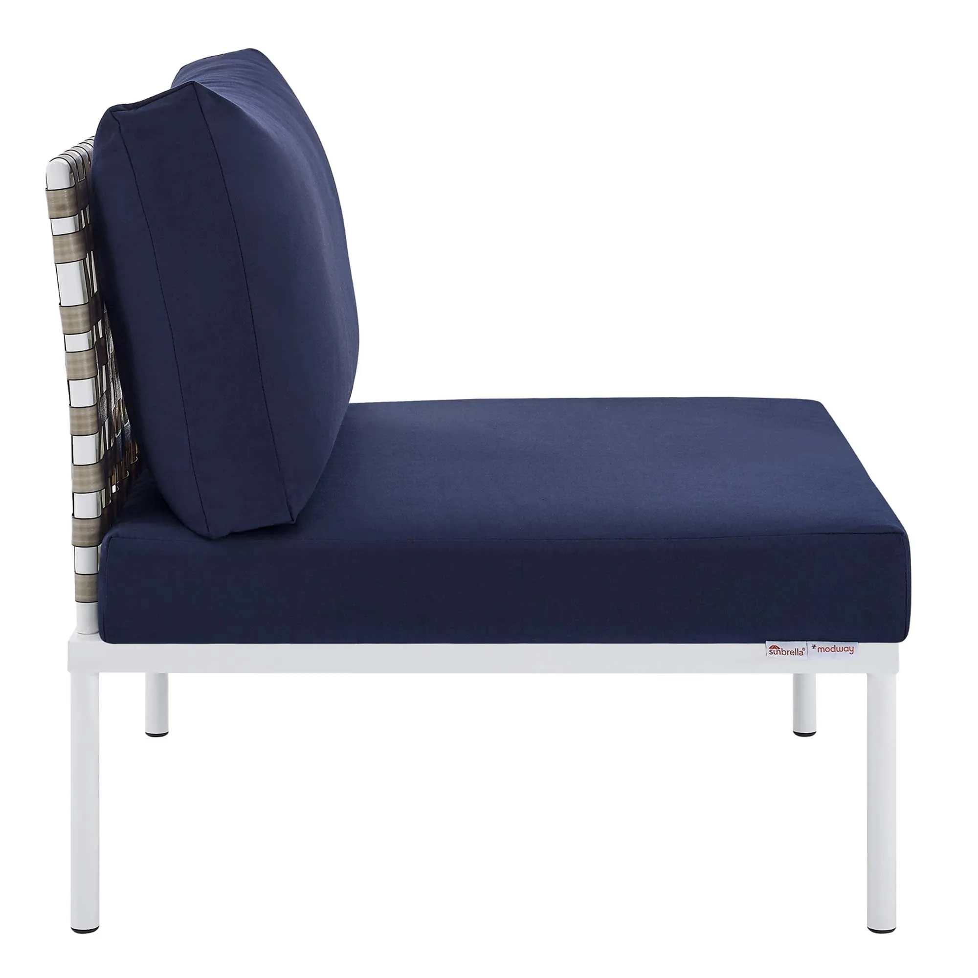 Harmony Sunbrella® Basket Weave Outdoor Patio Aluminum Armless Chair by Modway