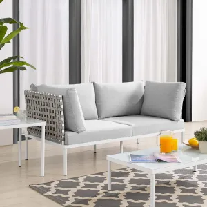 Harmony Sunbrella® Basket Weave Outdoor Patio Aluminum Loveseat by Modway