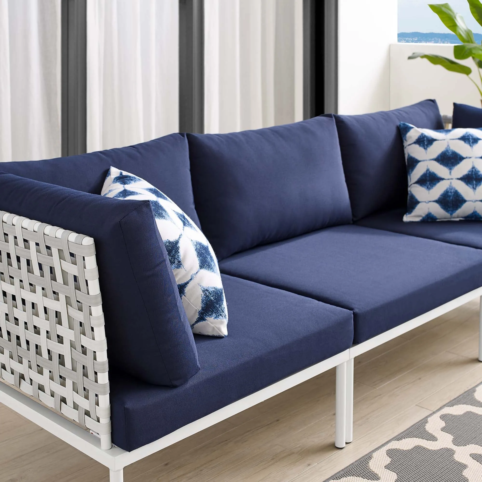 Harmony Sunbrella® Basket Weave Outdoor Patio Aluminum Sofa by Modway