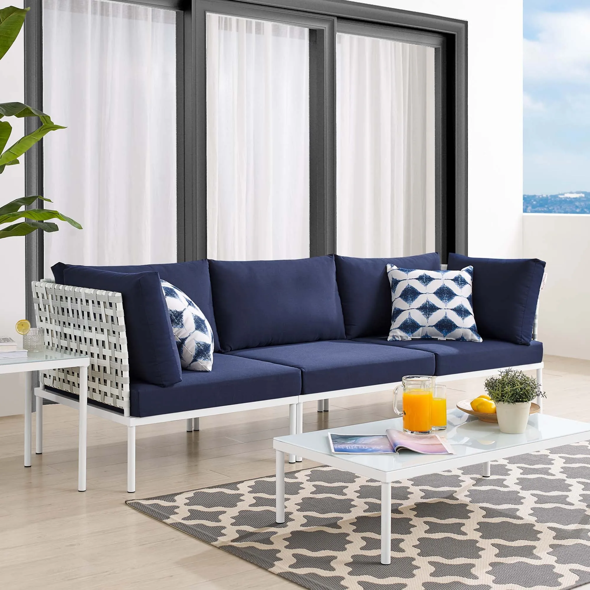 Harmony Sunbrella® Basket Weave Outdoor Patio Aluminum Sofa by Modway