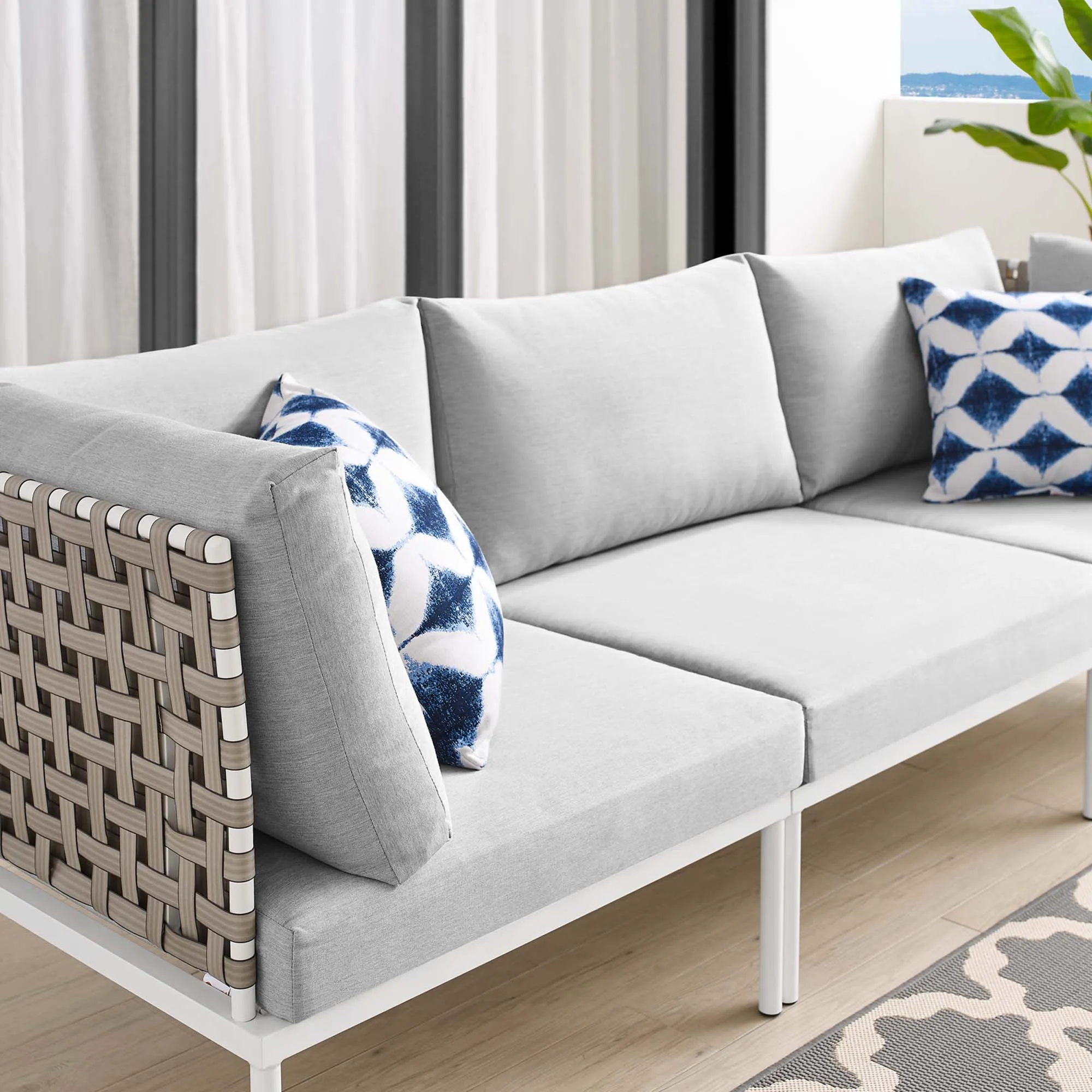 Harmony Sunbrella® Basket Weave Outdoor Patio Aluminum Sofa by Modway