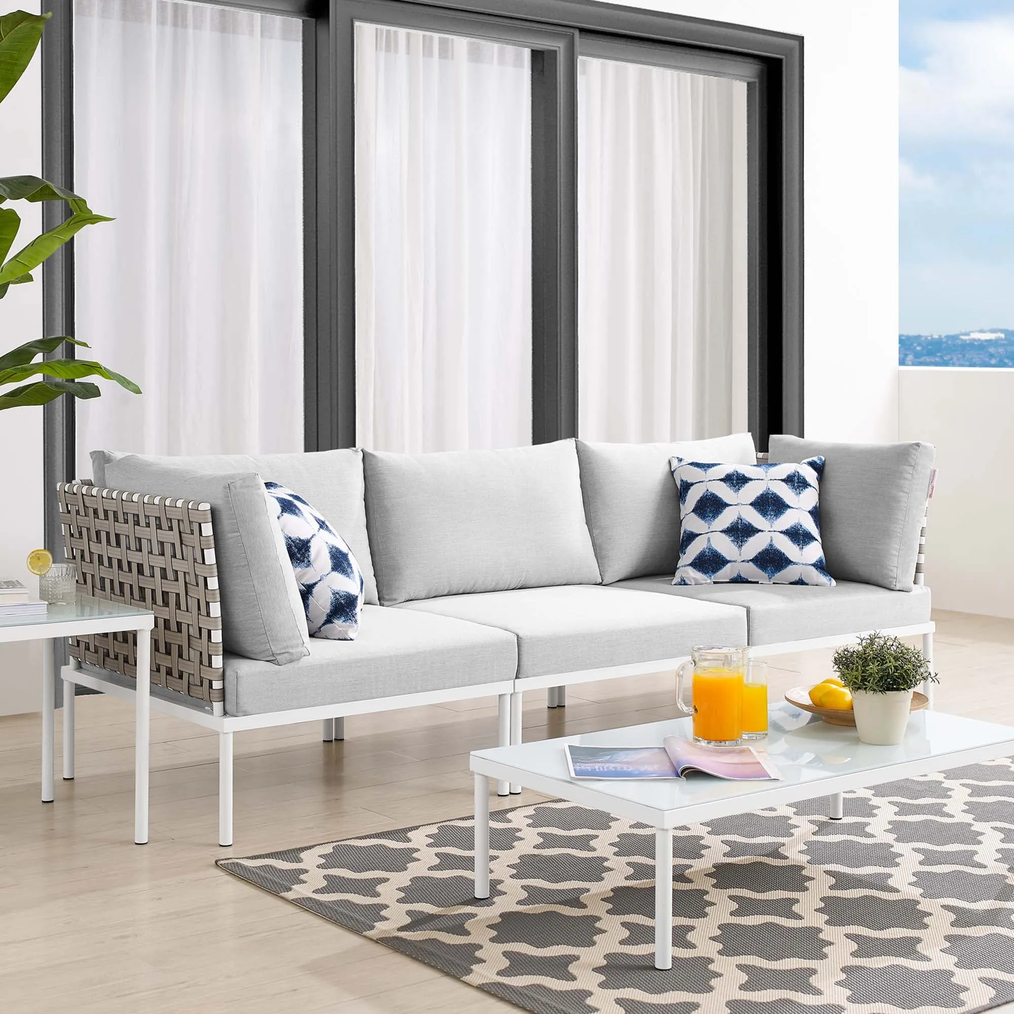 Harmony Sunbrella® Basket Weave Outdoor Patio Aluminum Sofa by Modway