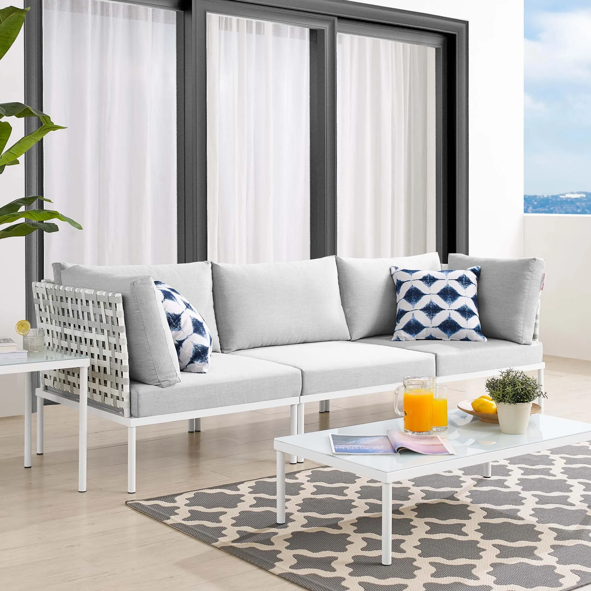Harmony Sunbrella® Basket Weave Outdoor Patio Aluminum Sofa by Modway