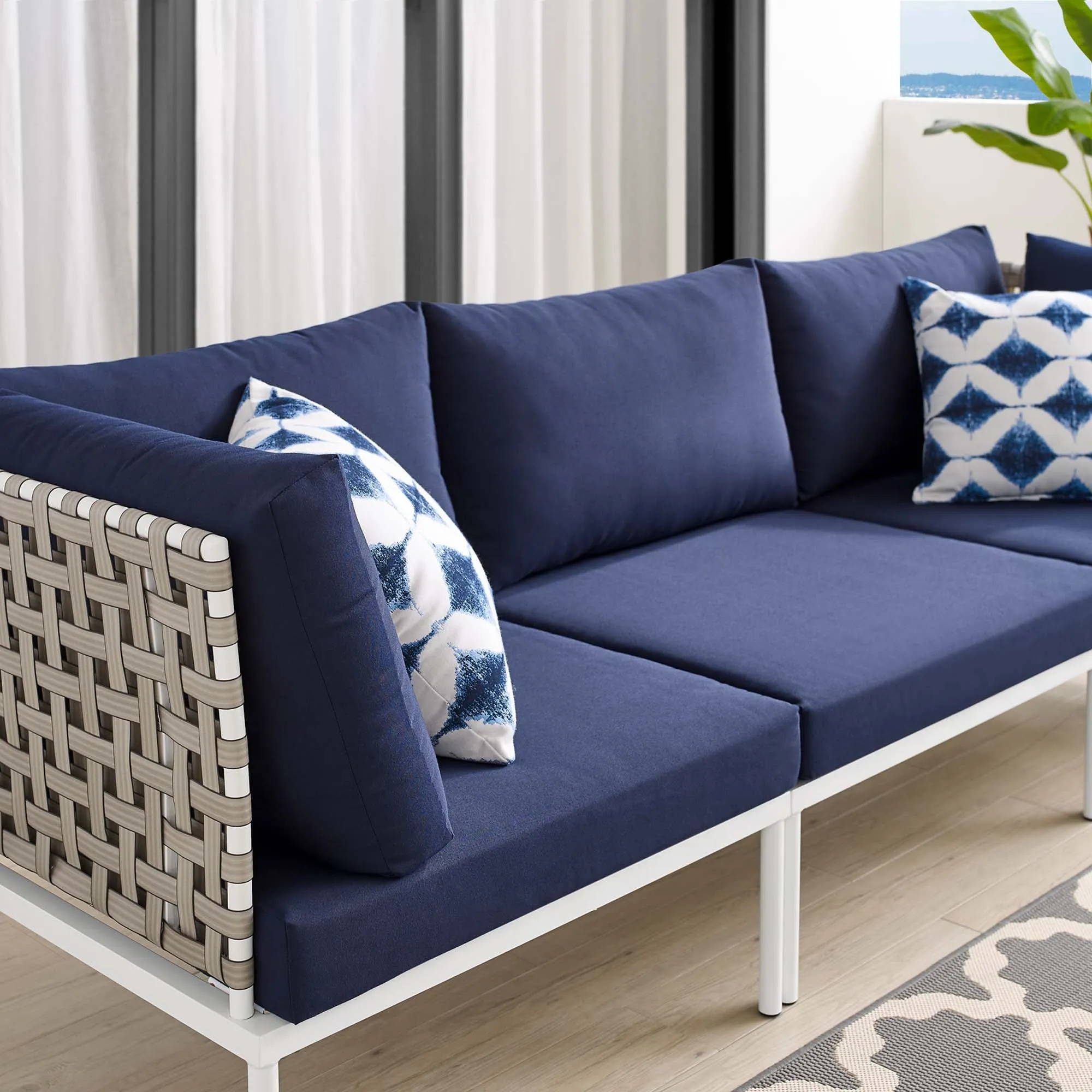Harmony Sunbrella® Basket Weave Outdoor Patio Aluminum Sofa by Modway