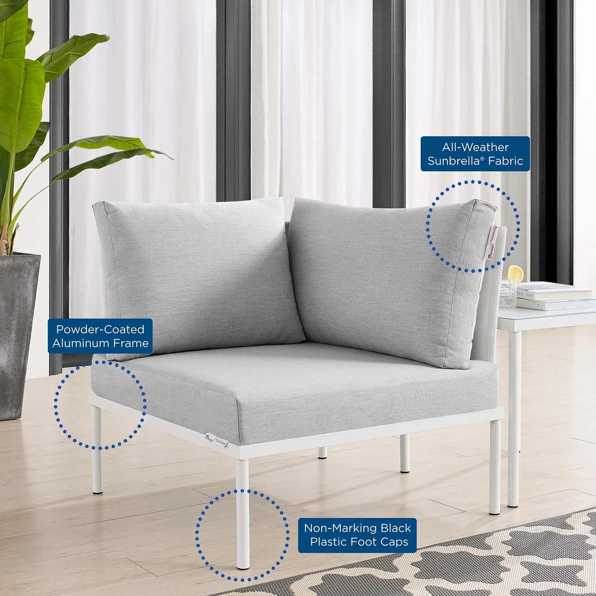 Harmony Sunbrella® Outdoor Patio All Mesh Corner Chair by Modway