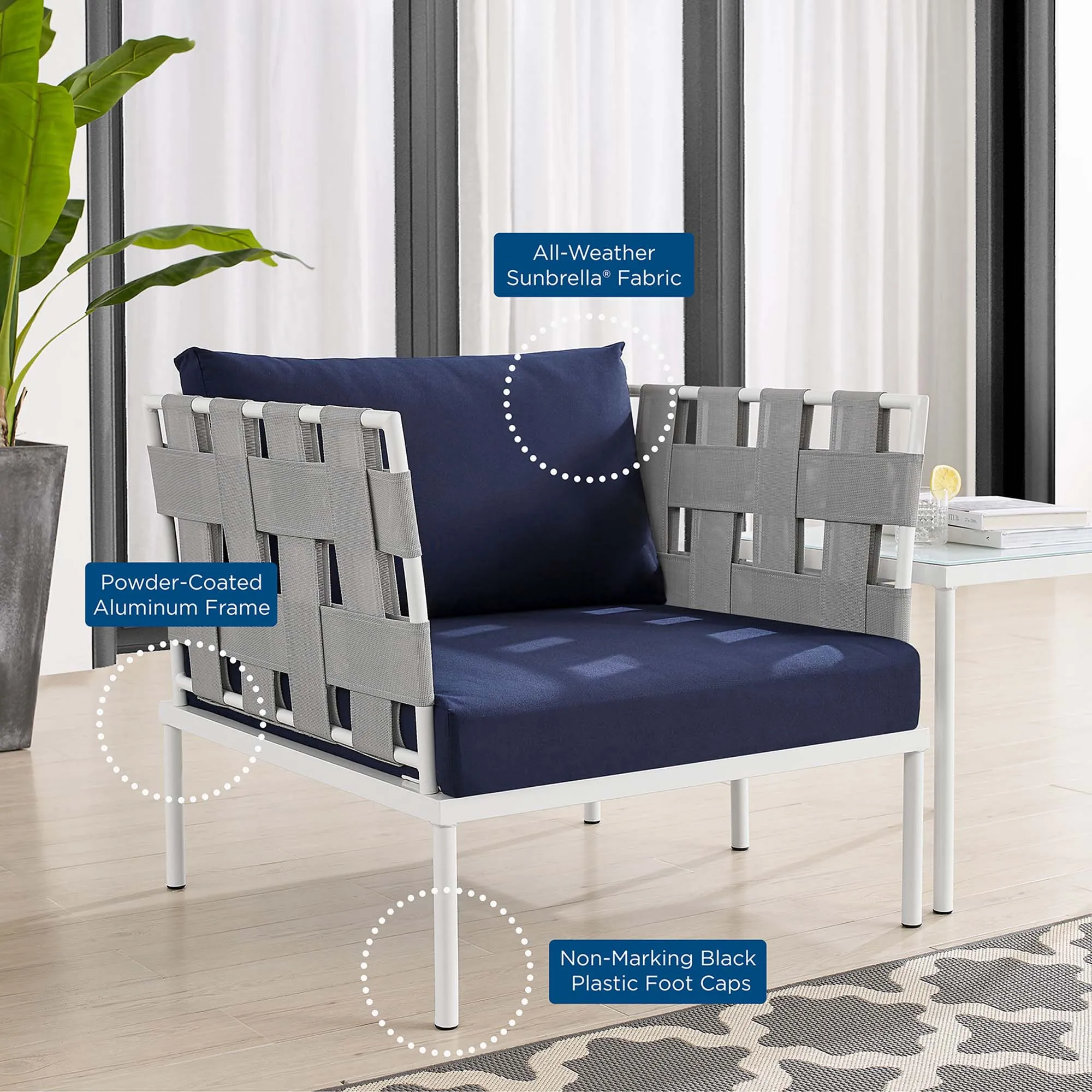 Harmony Sunbrella® Outdoor Patio Aluminum Armchair by Modway