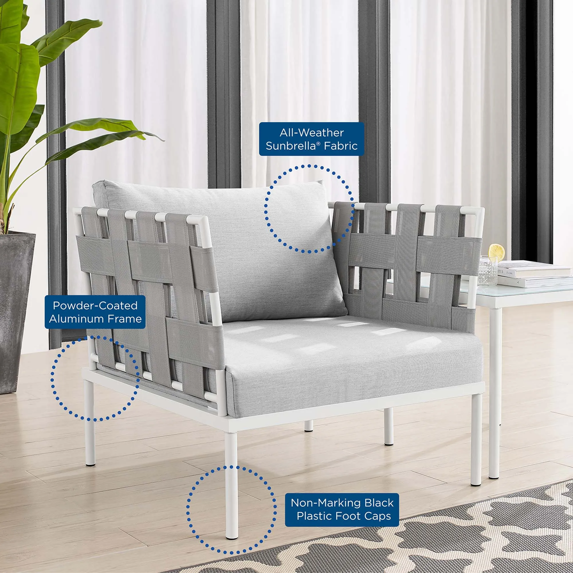 Harmony Sunbrella® Outdoor Patio Aluminum Armchair by Modway