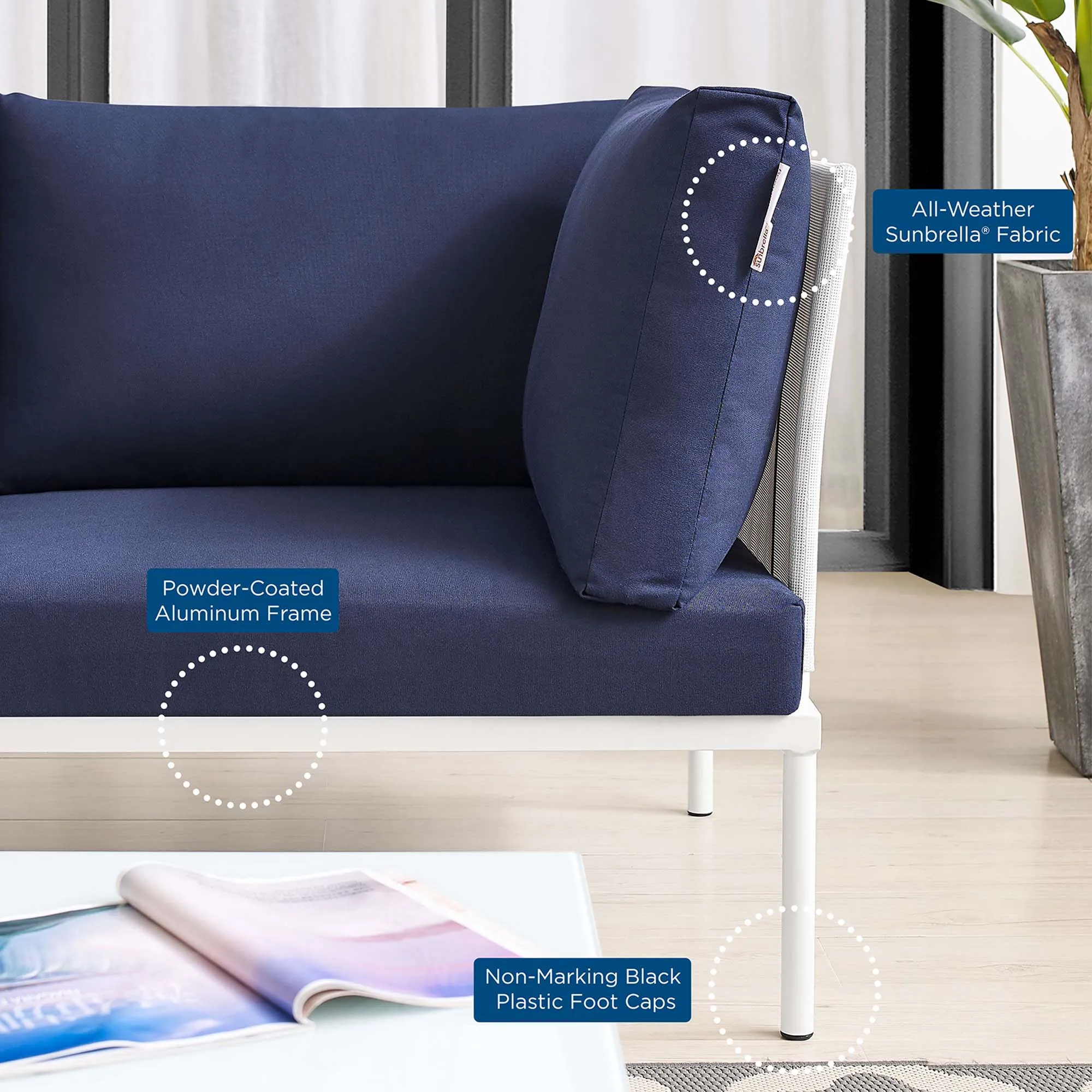 Harmony Sunbrella® Outdoor Patio Aluminum Loveseat by Modway