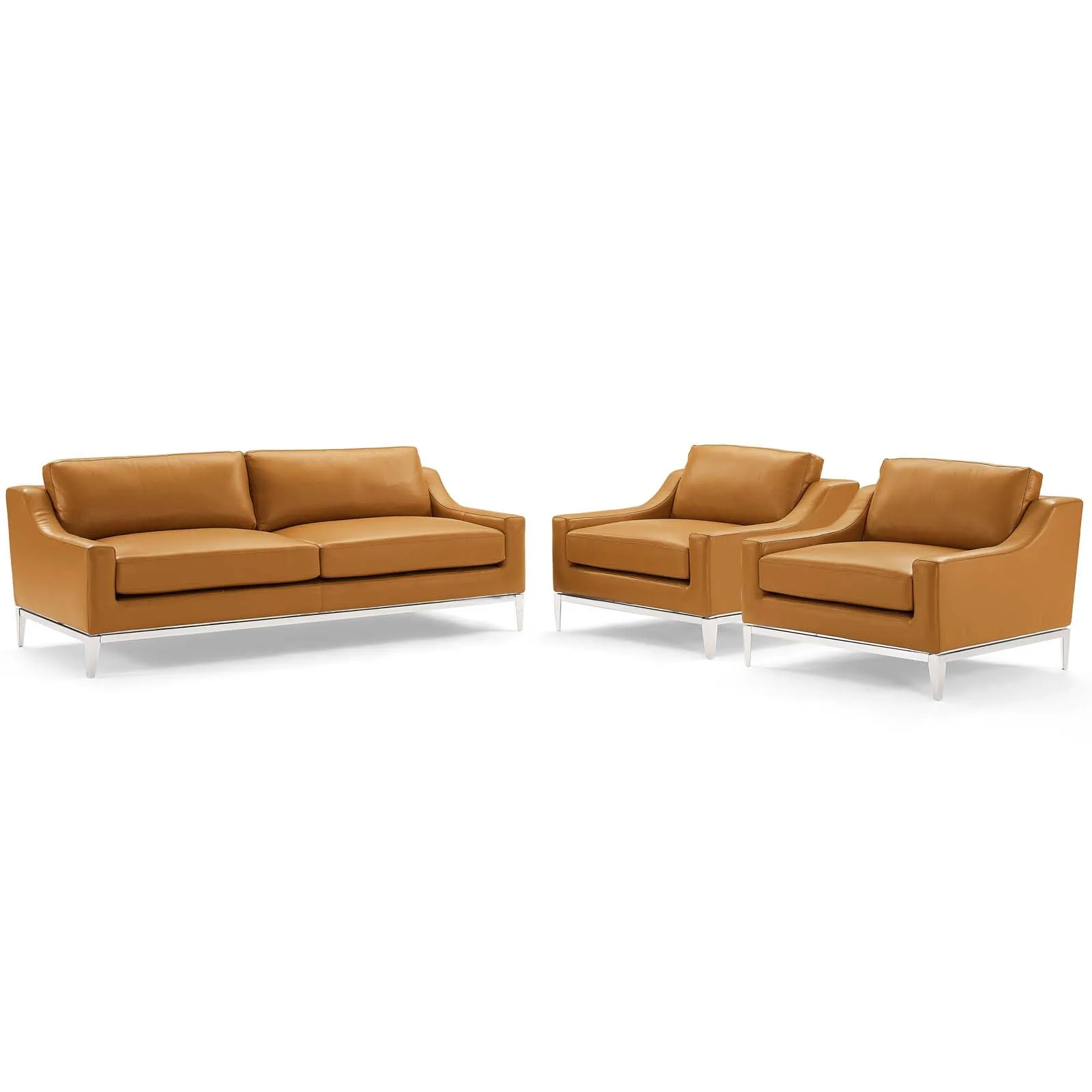 Harness 3 Piece Stainless Steel Base Leather Set by Modway