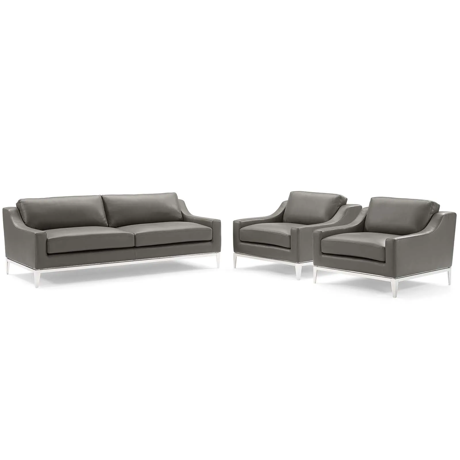 Harness 3 Piece Stainless Steel Base Leather Set by Modway