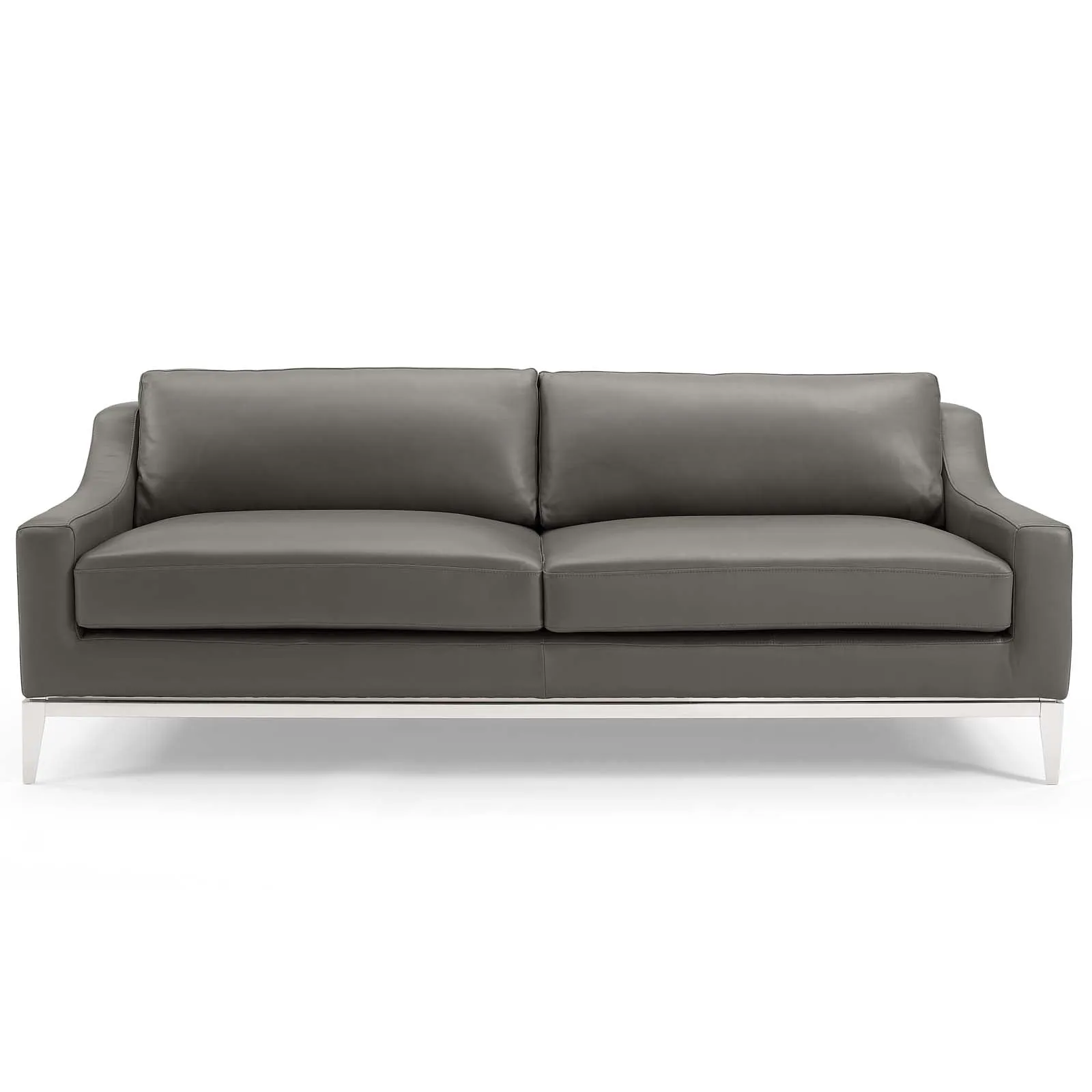 Harness 83.5" Stainless Steel Base Leather Sofa by Modway