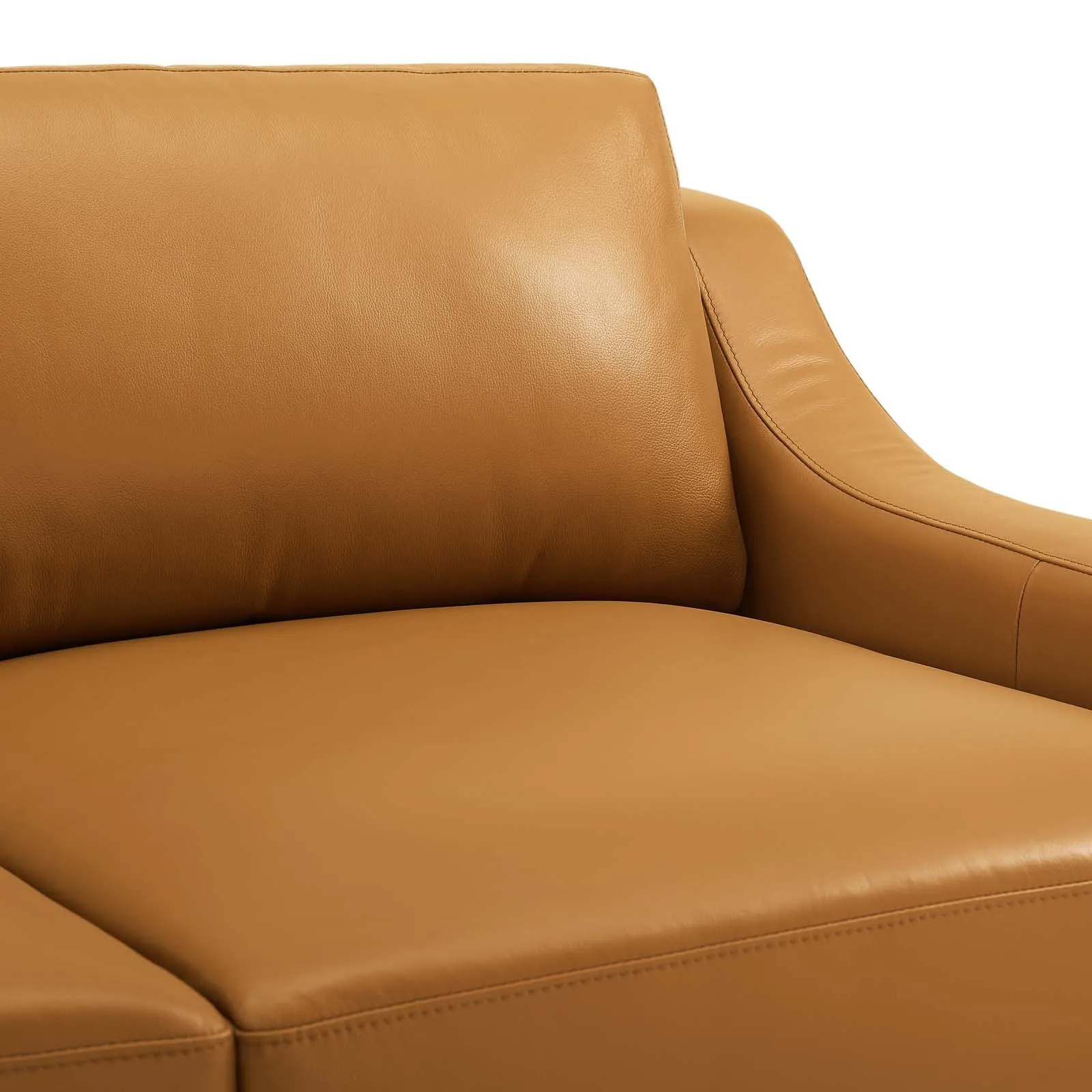 Harness 83.5" Stainless Steel Base Leather Sofa by Modway